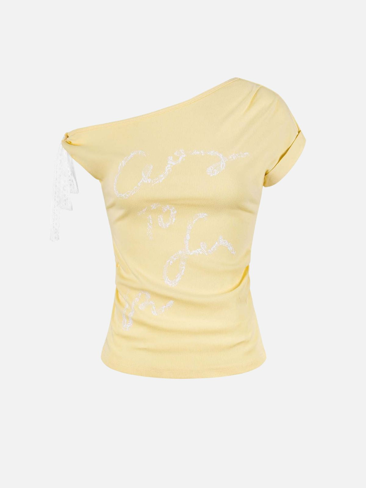Haaura Script Rhinestone Asymmetrical Tee