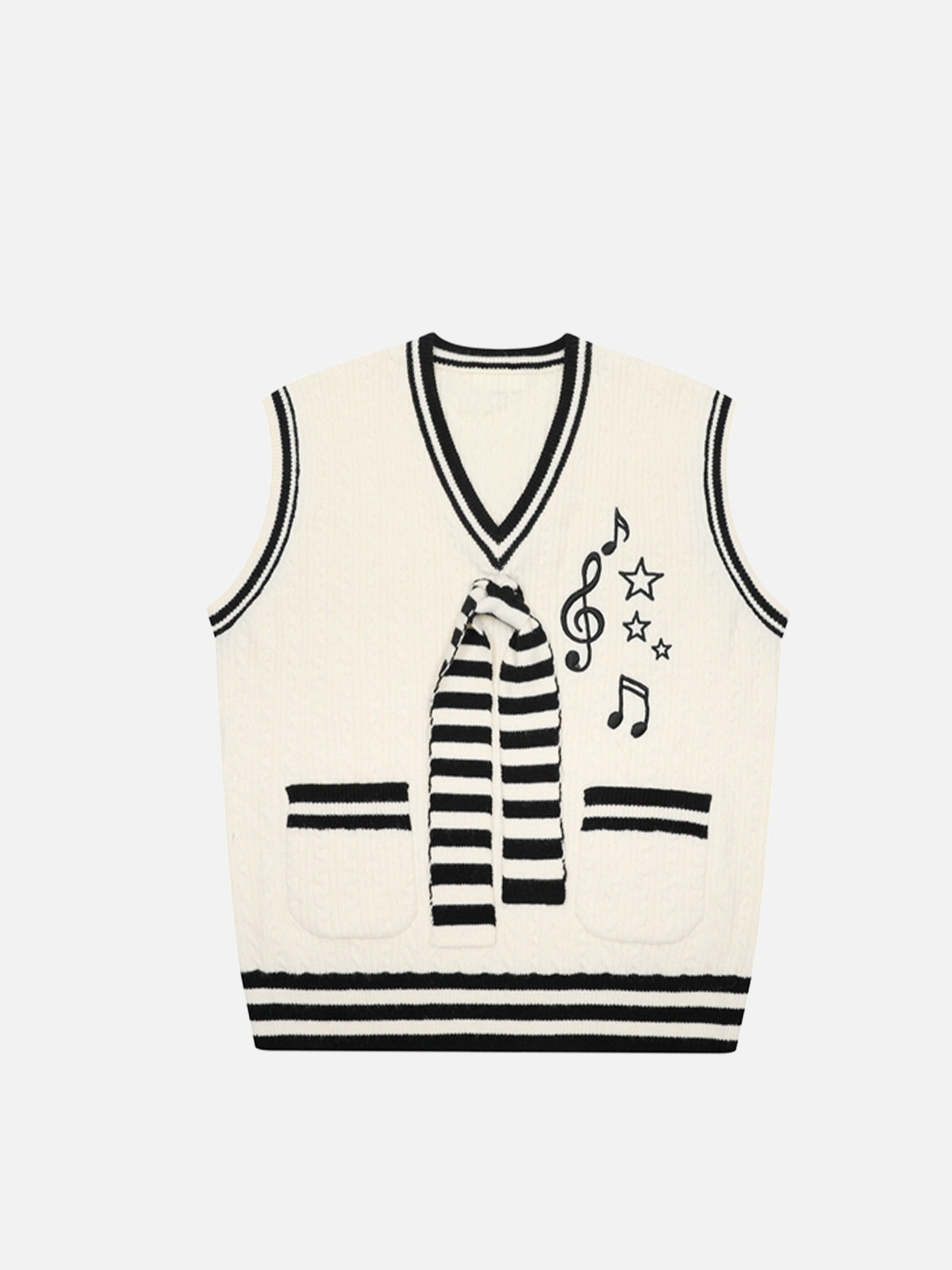 Haaura Music Note Tie Knit Vest