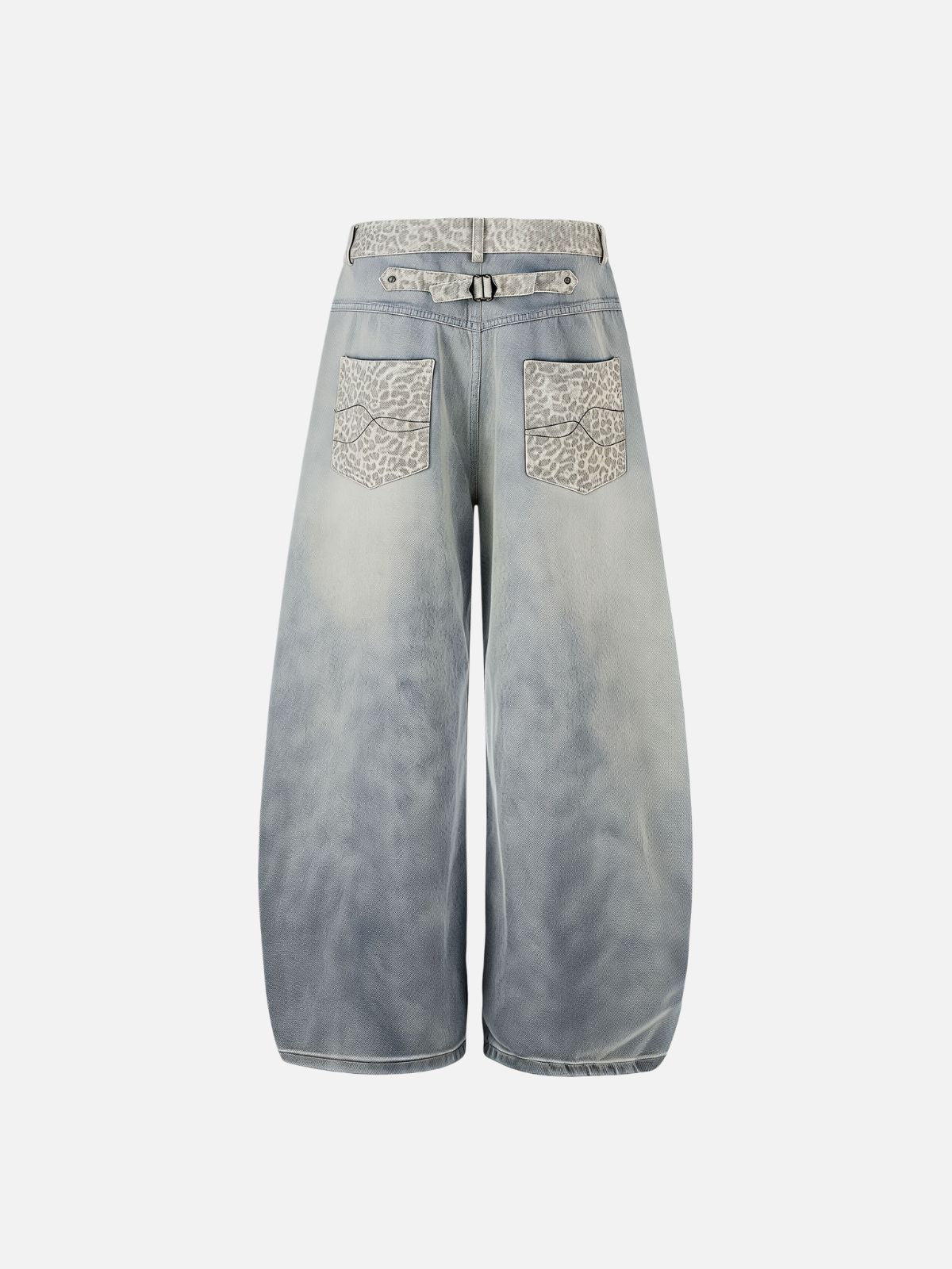 Haaura Baggy Wash Leopard Print Jeans