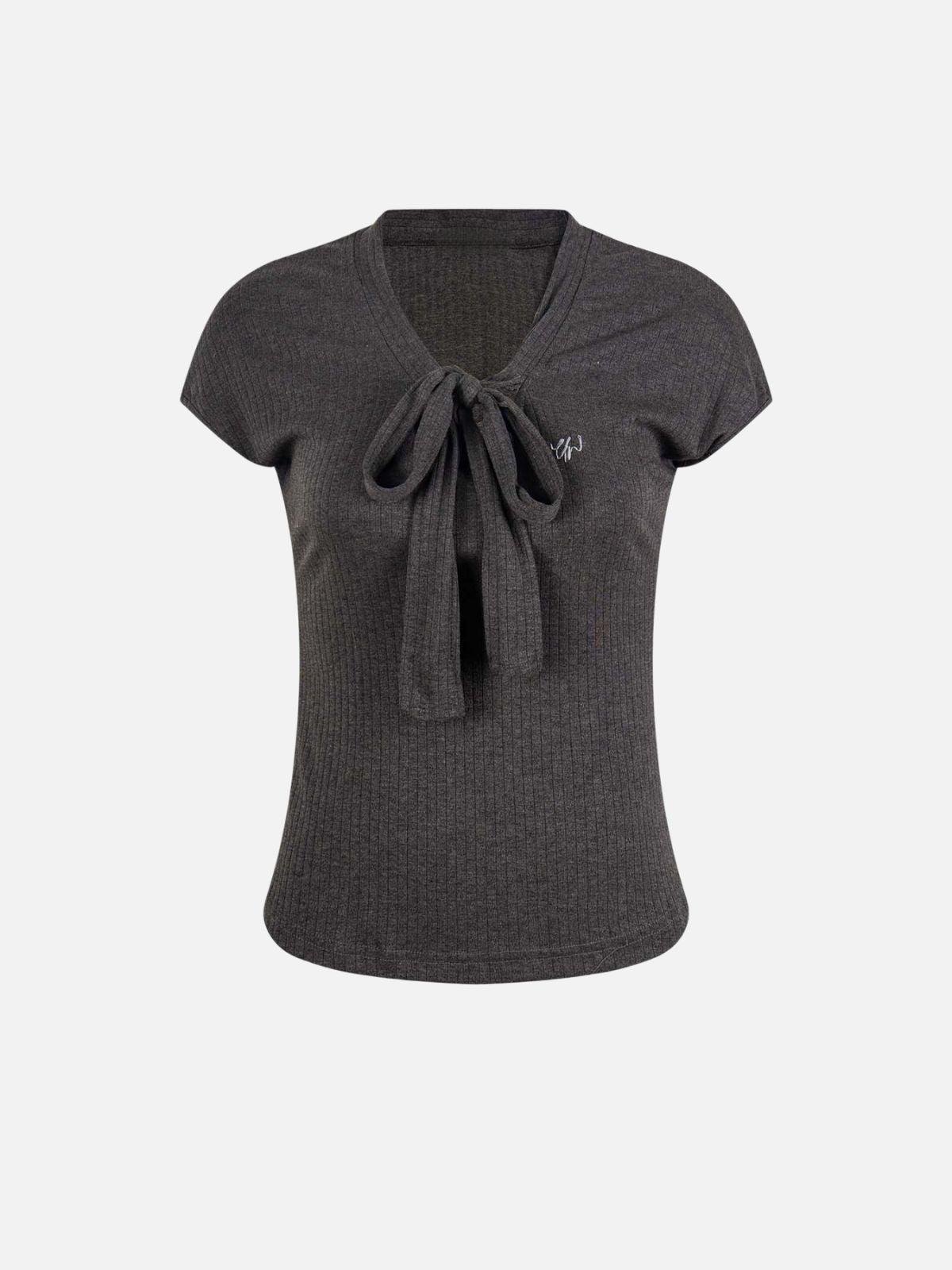 Haaura Ribbed Tie-Neck Tee