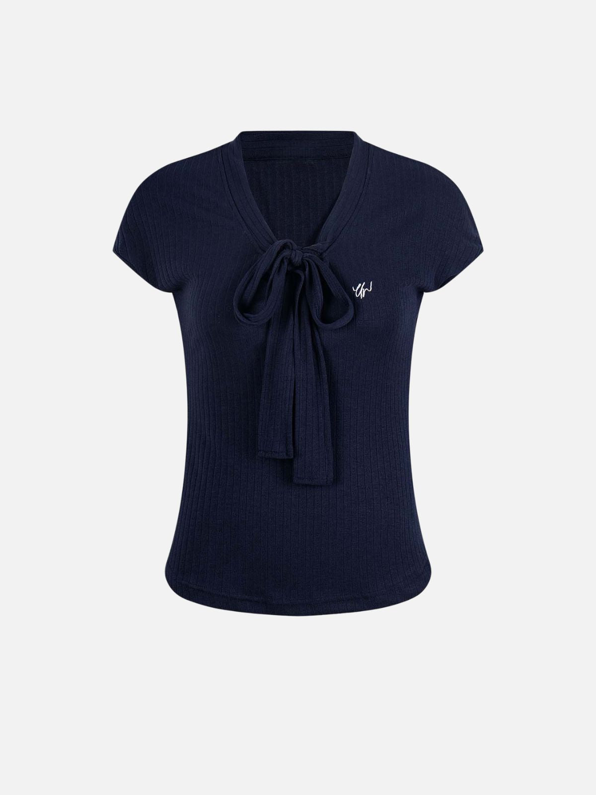 Haaura Ribbed Tie-Neck Tee