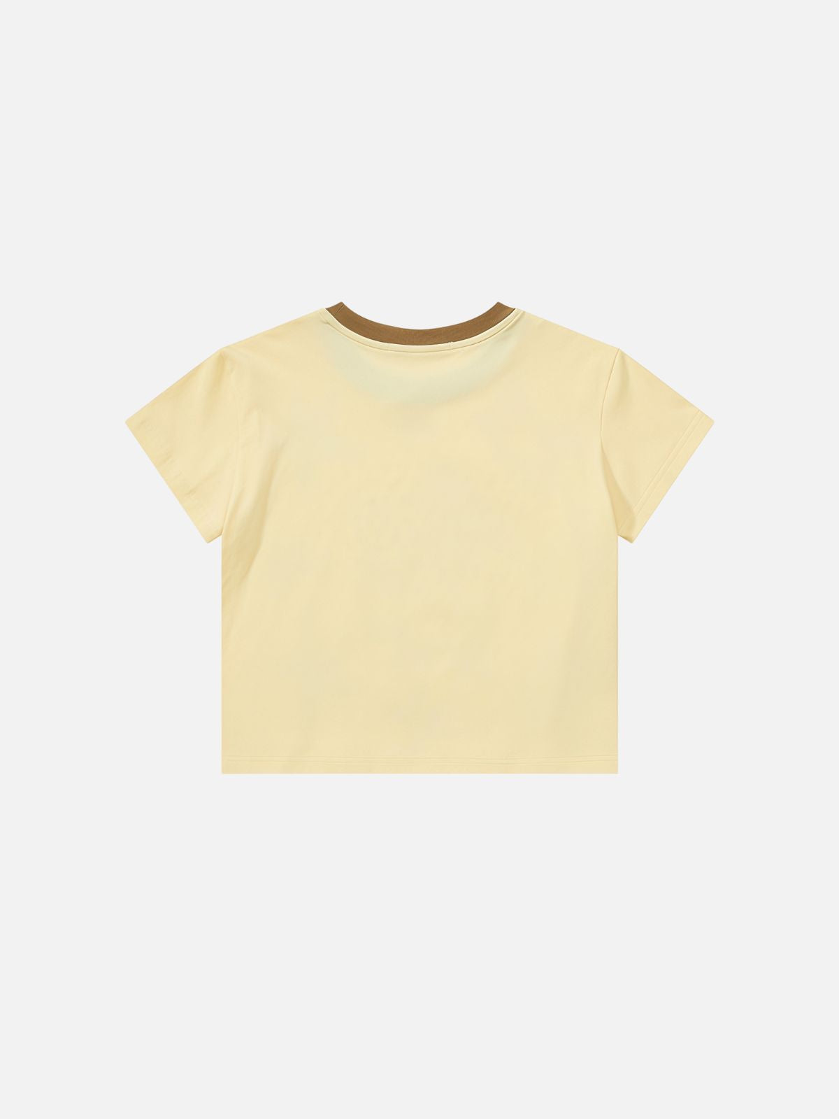 Haaura Cropped Contrast Collar Cat Graphic Tee