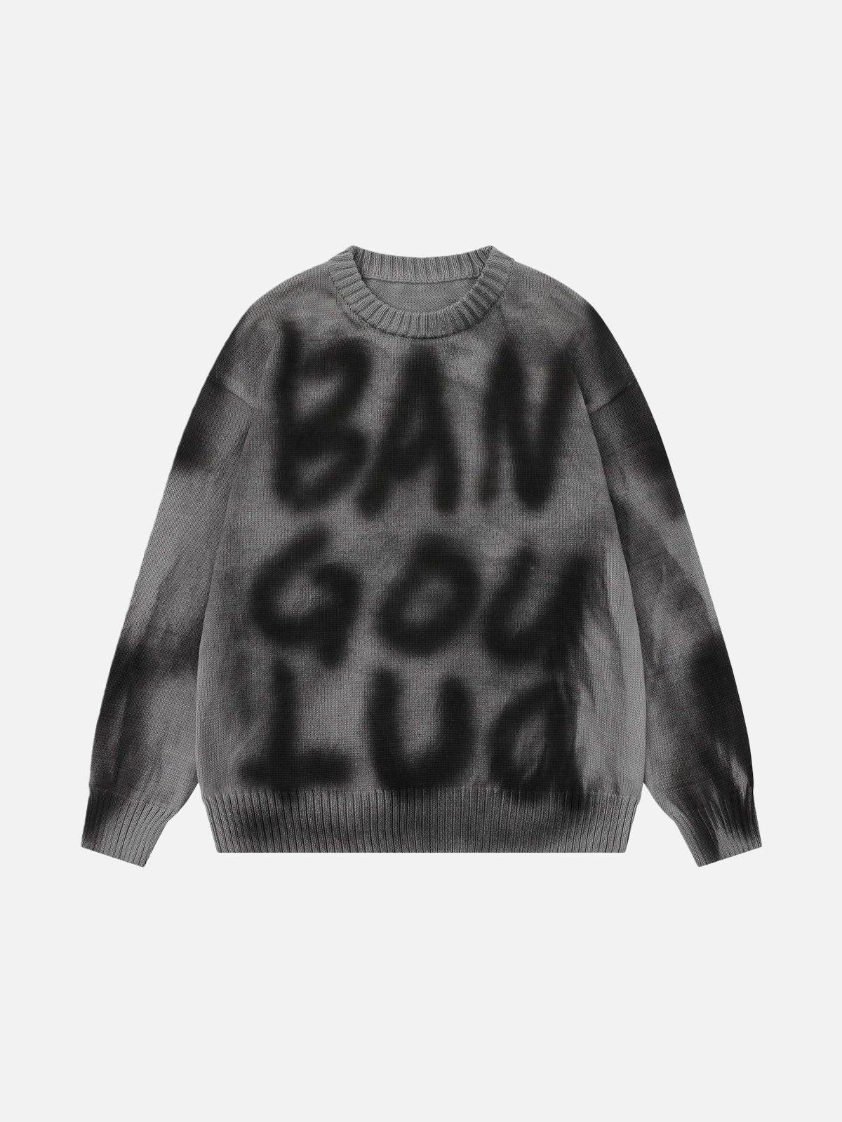 Haaura Tie-Dye “BAN GOY LVD” Graphic Knit Sweater
