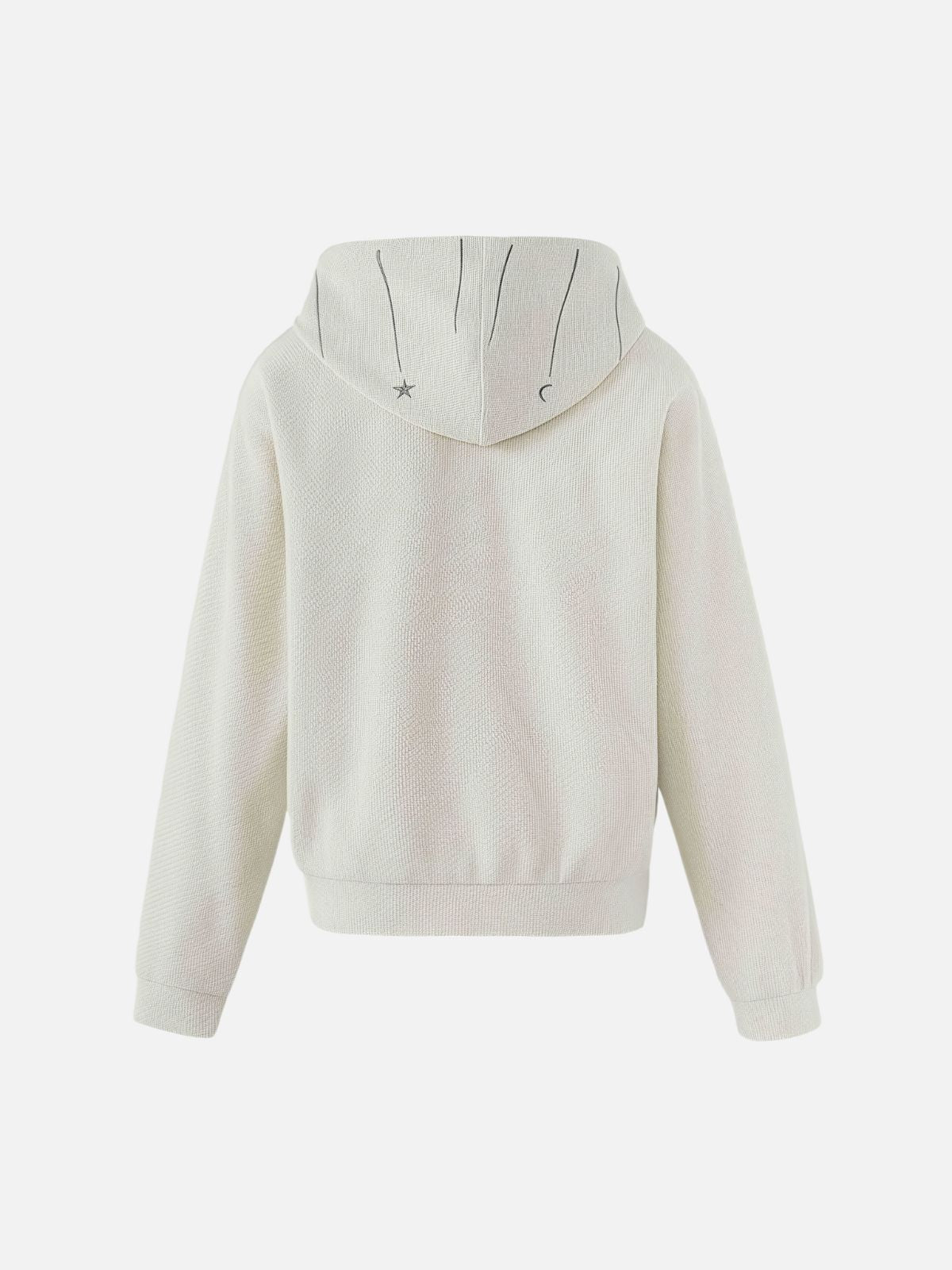 Haaura Boxy Celestial Embroidered Textured Zip Up Hoodie