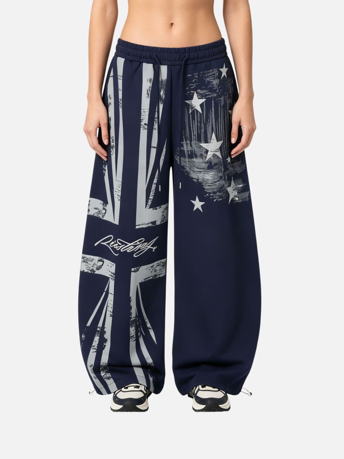 Haaura Baggy Vintage Distressed Flag Print Sweatpants