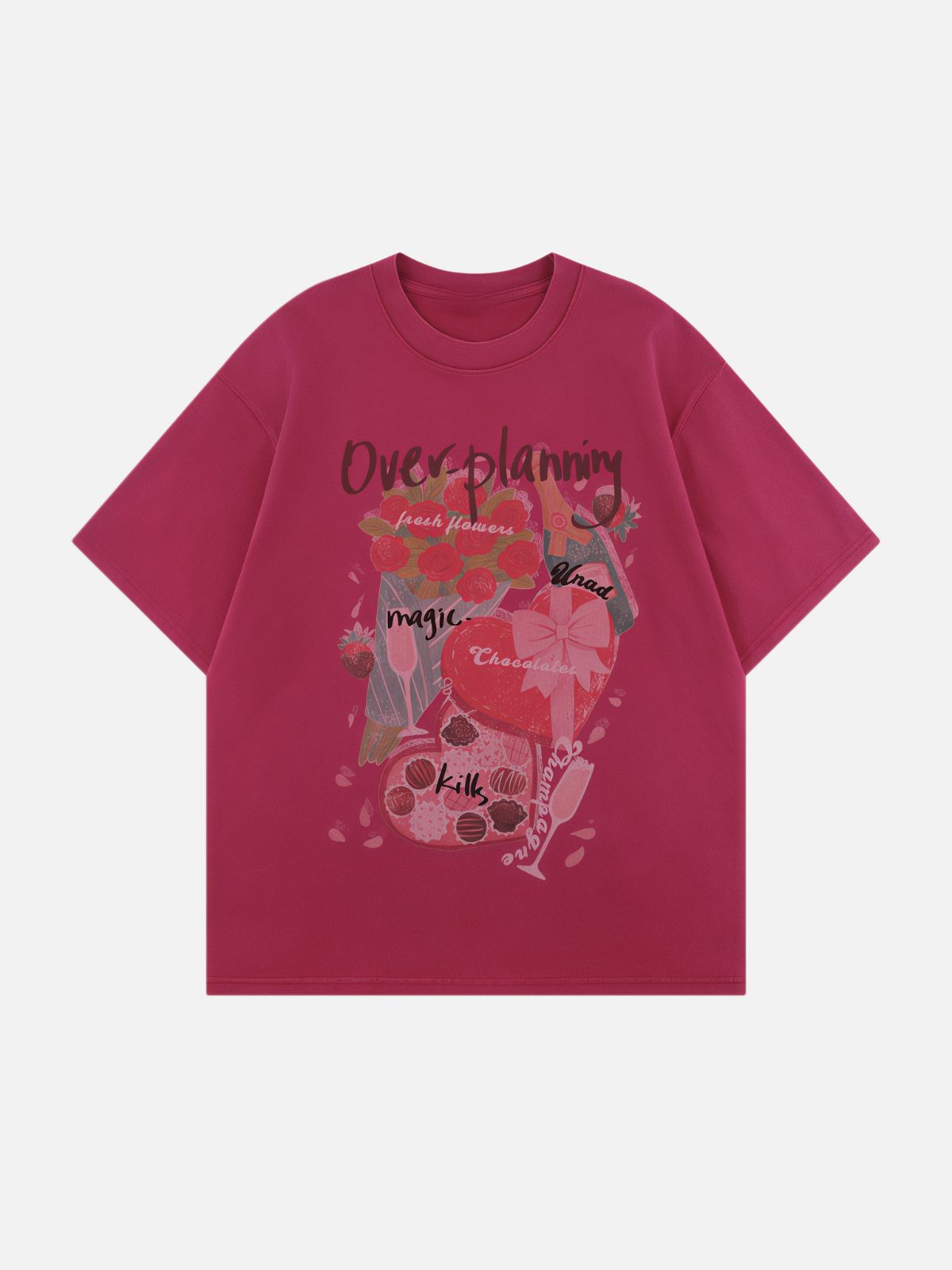 Haaura Boxy Acid Wash Floral Graphic Tee