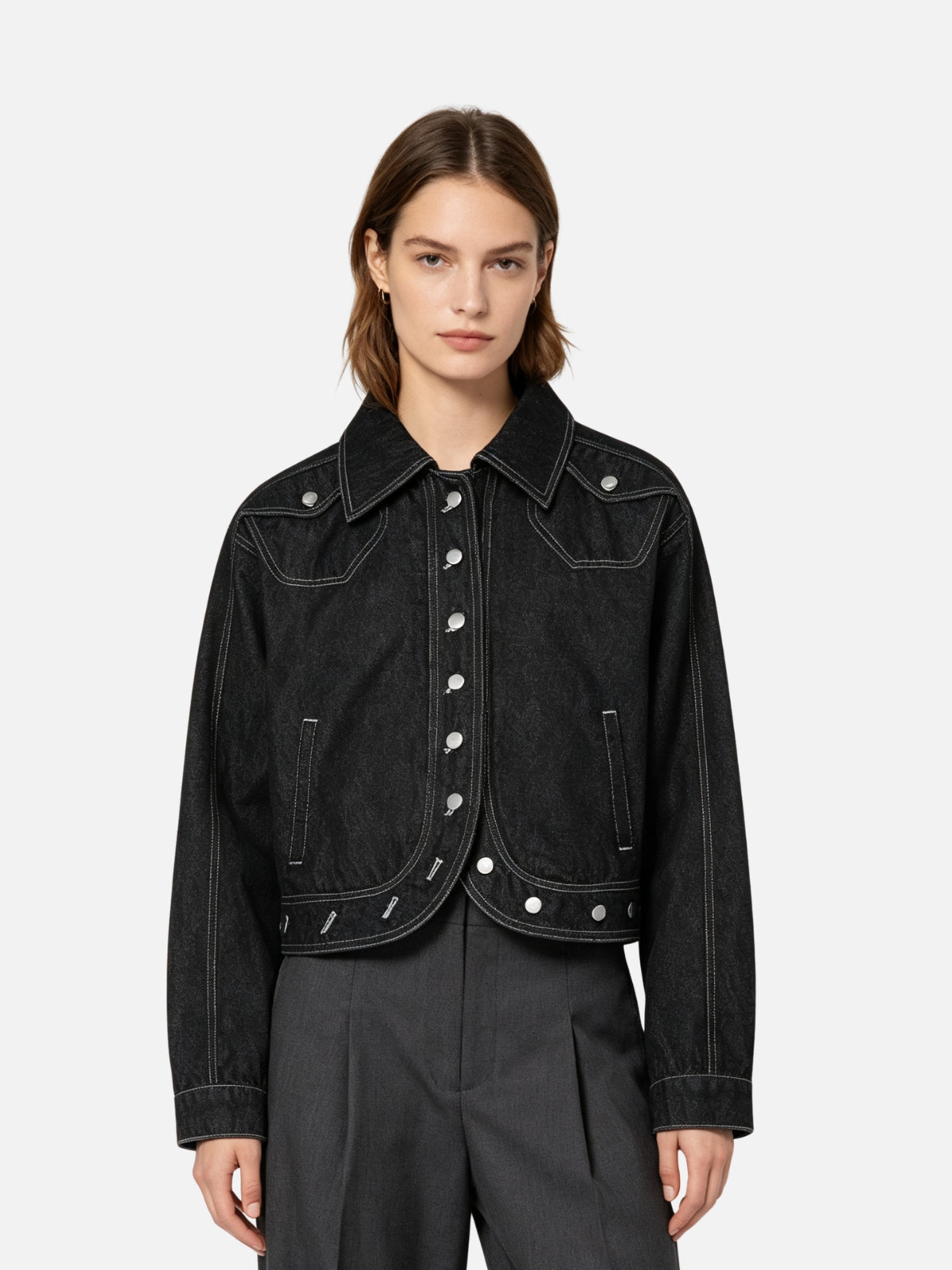 Haaura Contrast Stitch Denim Jacket