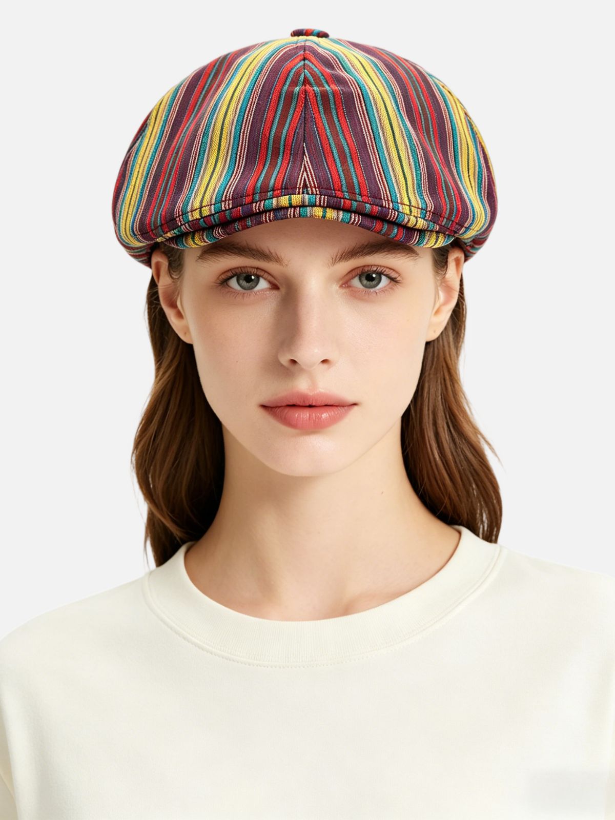 Striped Newsboy Cap