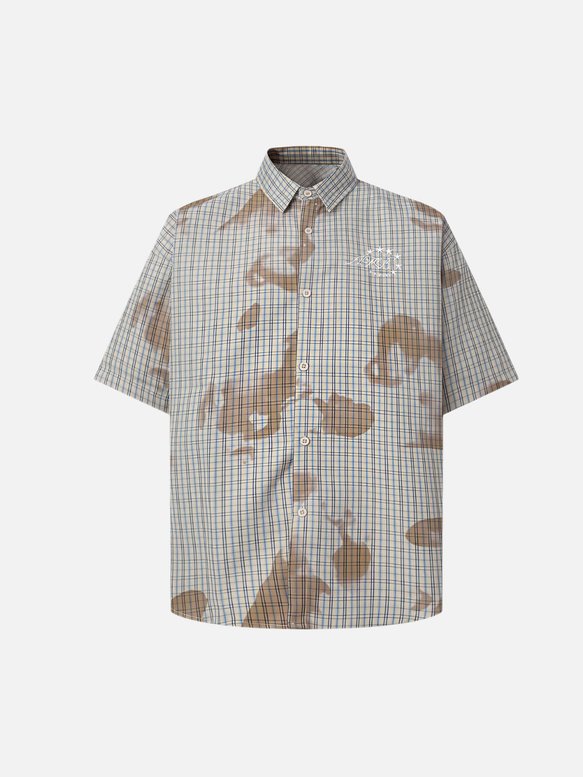 Haaura Boxy Gingham Abstract Smudge Shirt