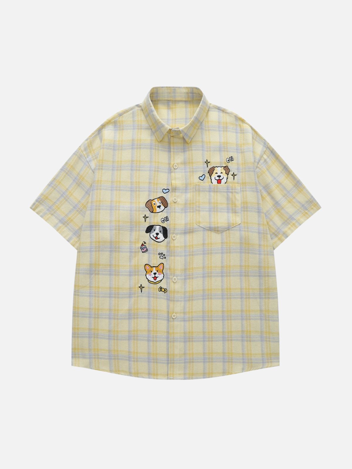 Haaura Pet Embroidered Plaid Short Sleeve Shirt
