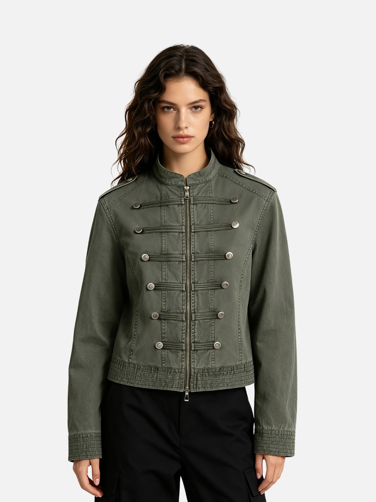 Haaura Military Strap Zip Up Jacket