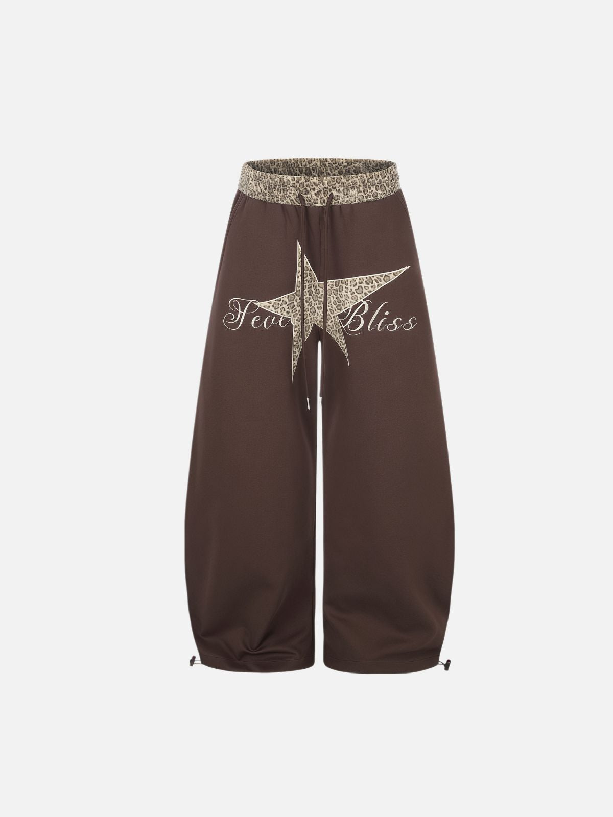 Haaura Leopard Waistband Star Graphic Drawstring Baggy Sweatpants