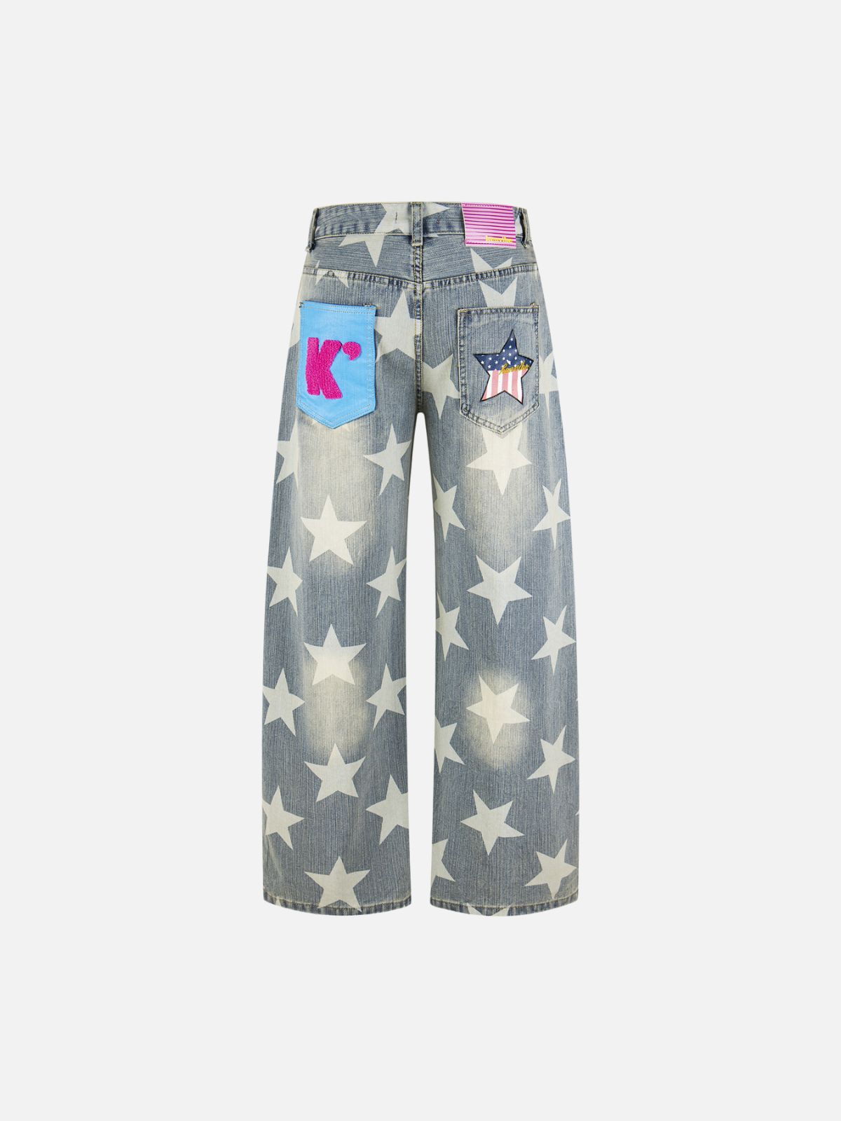Haaura Baggy Wash Star Print Jeans