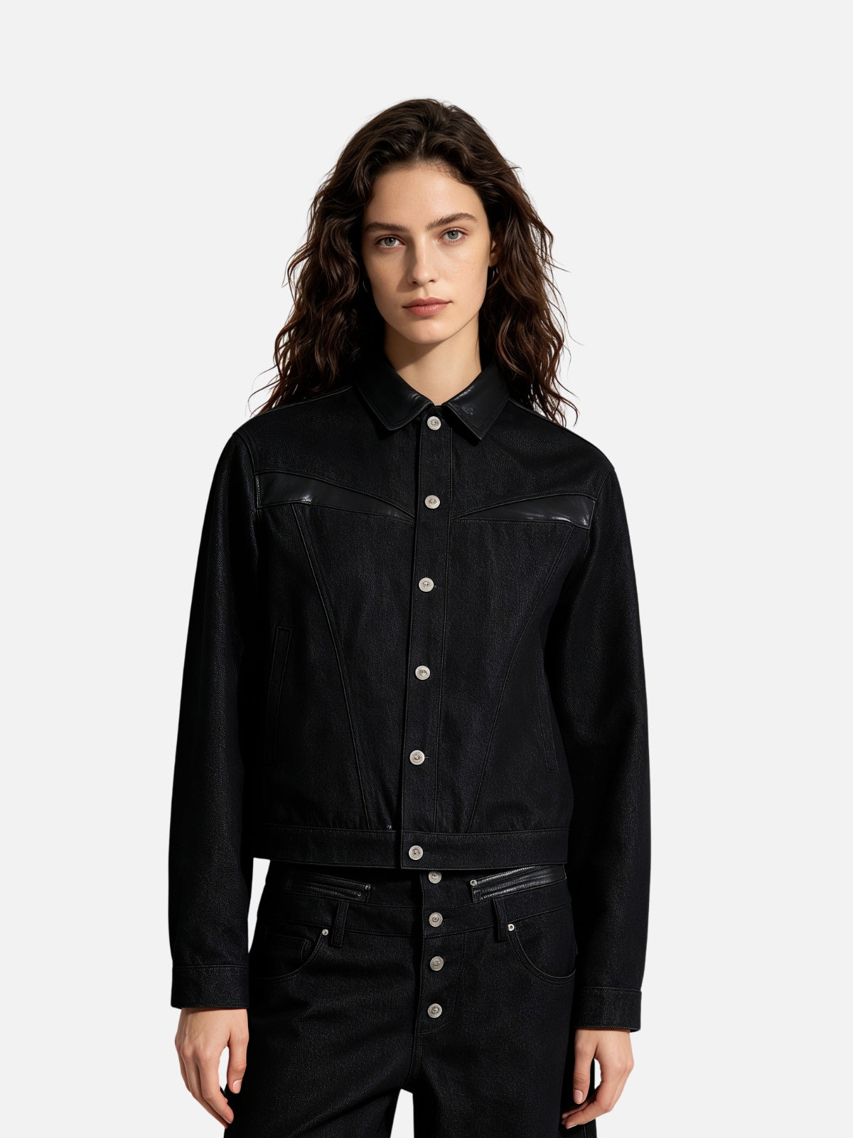 Haaura Croc Panel Denim Jacket