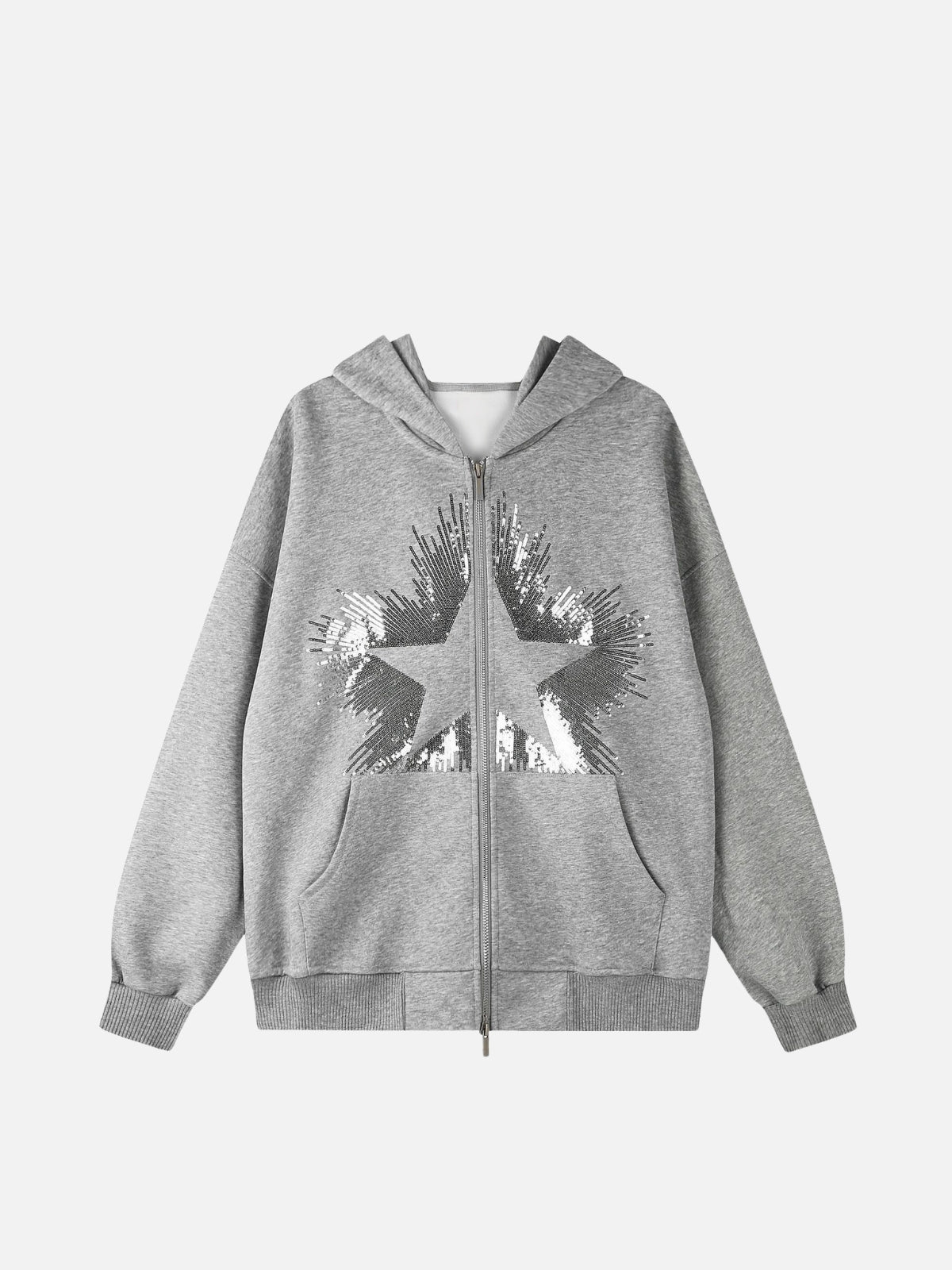 Haaura Rhinestone Star Zip Up Hoodie