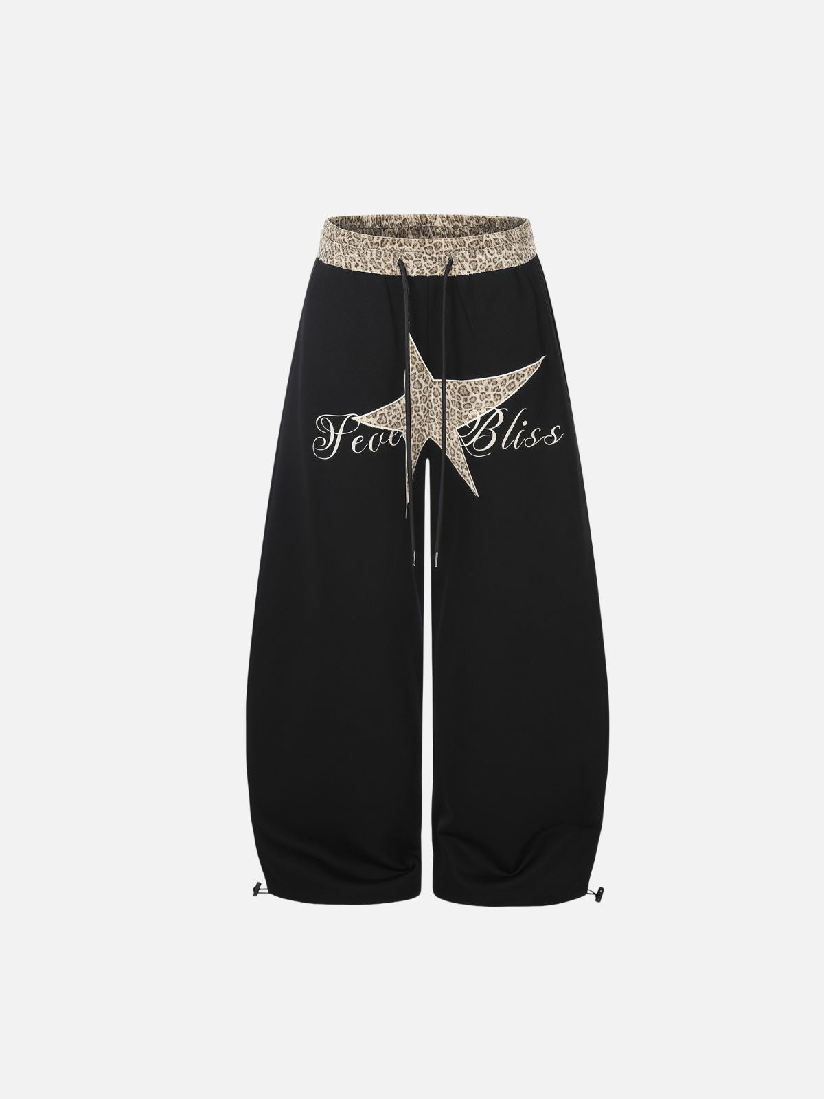 Haaura Leopard Waistband Star Graphic Drawstring Baggy Sweatpants