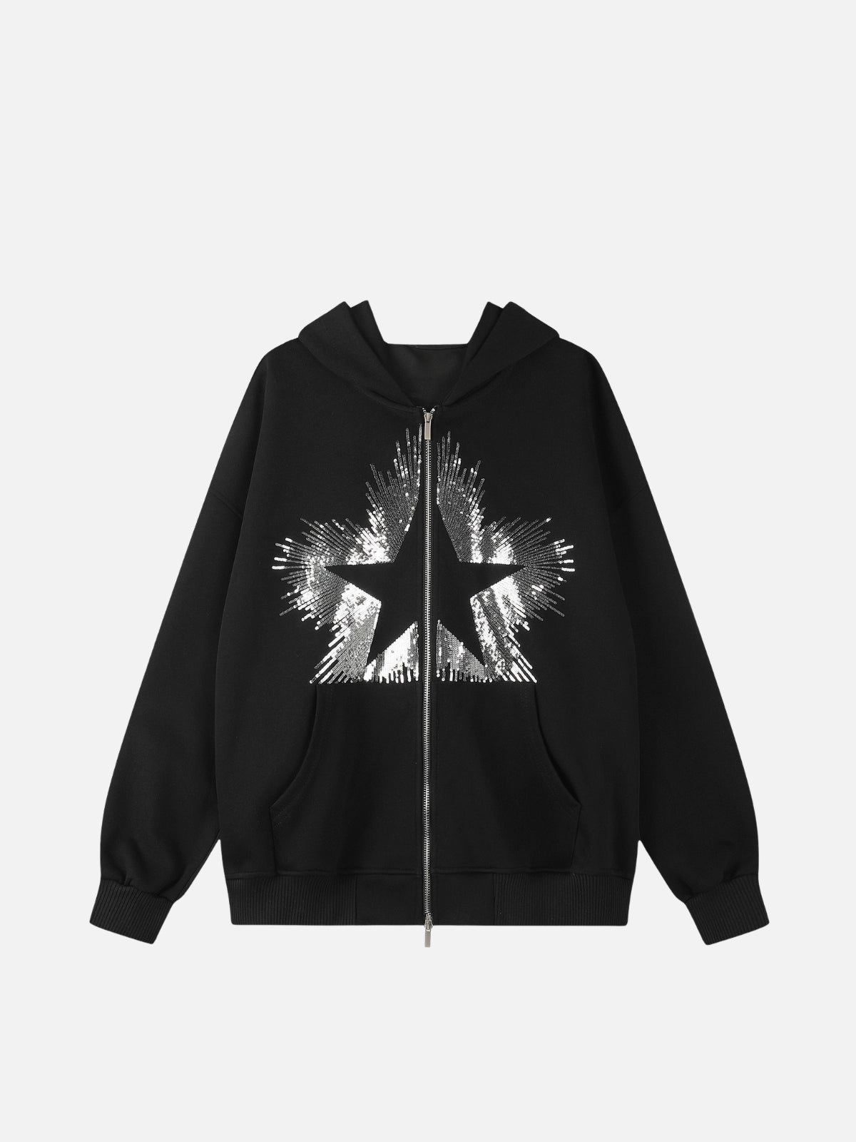 Haaura Rhinestone Star Zip Up Hoodie