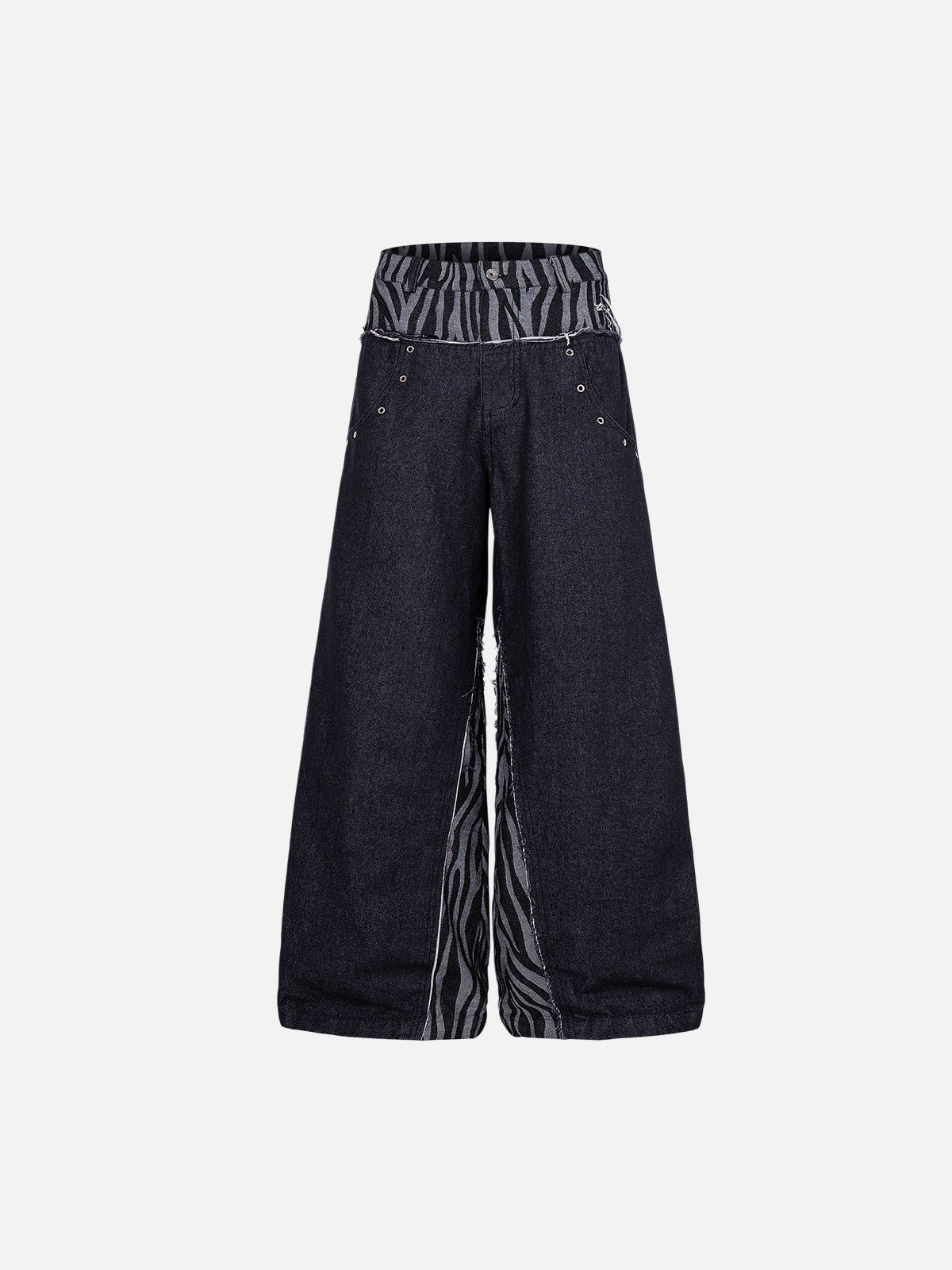 Haaura Zebra Contrast Panel Baggy Jeans