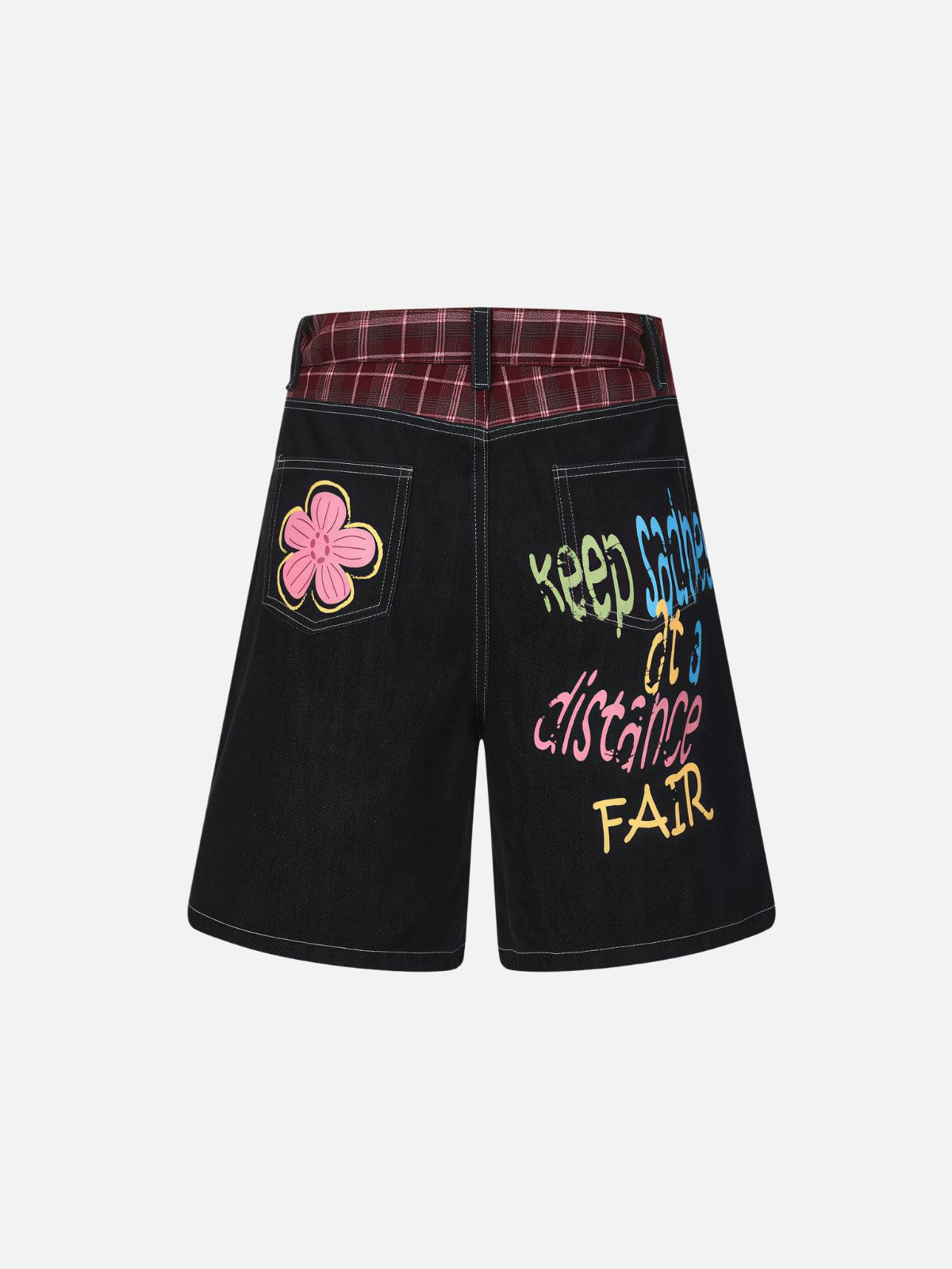 Haaura Colorful Lettering Rabbit Graphic Baggy Jorts