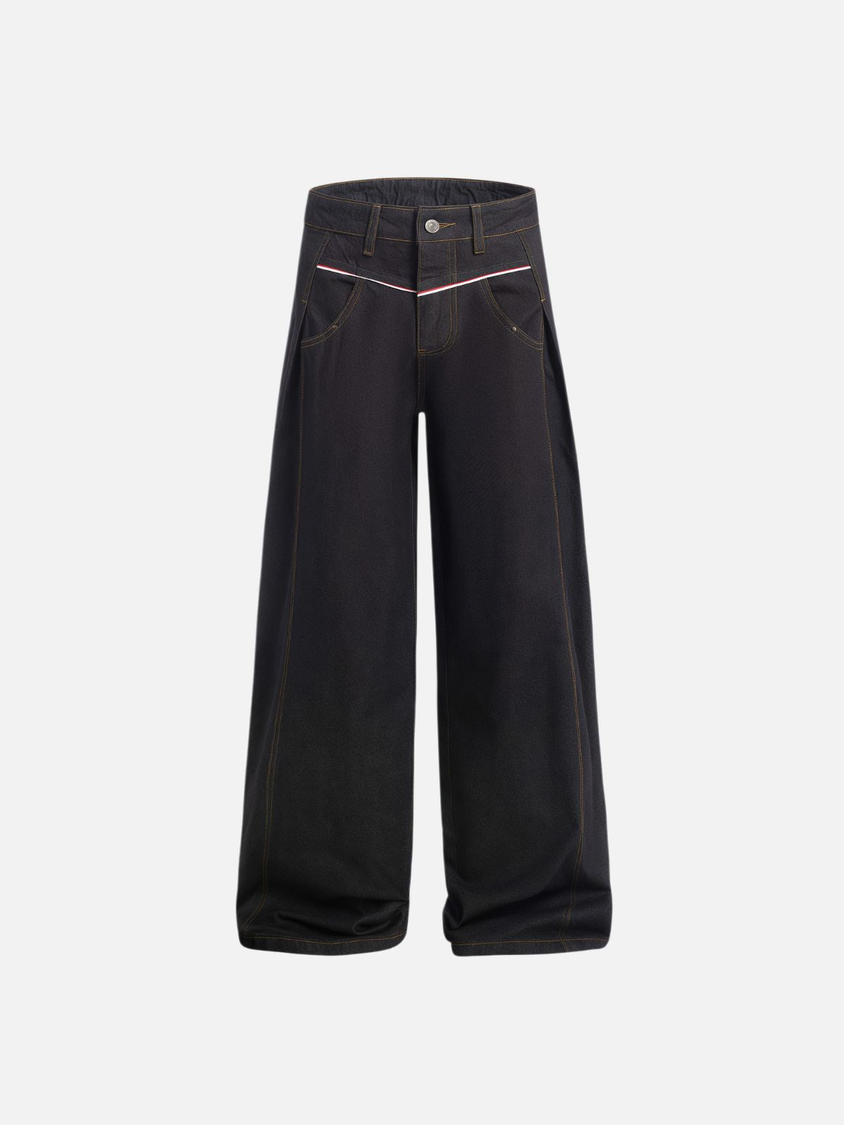 Haaura Contrast Piping Detail Baggy Jeans