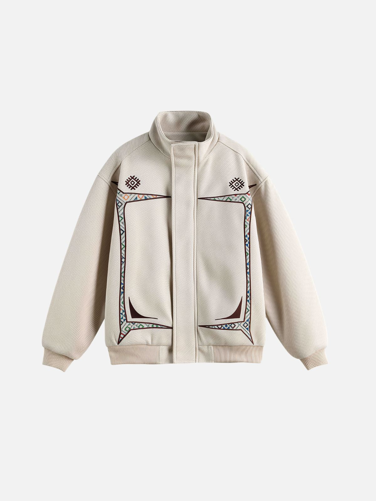 Haaura Geometric Embroidered Zip Up Jacket