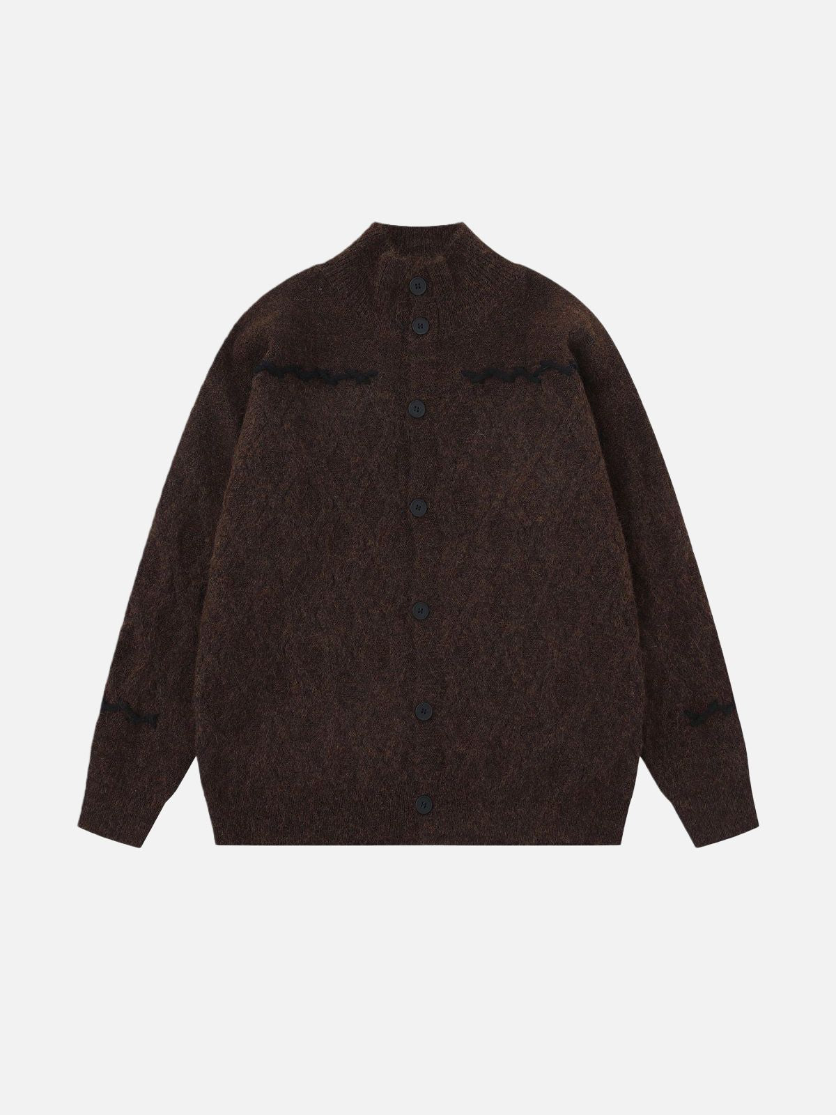 Haaura Contrast-Stitch Diamond Knit Cardigan
