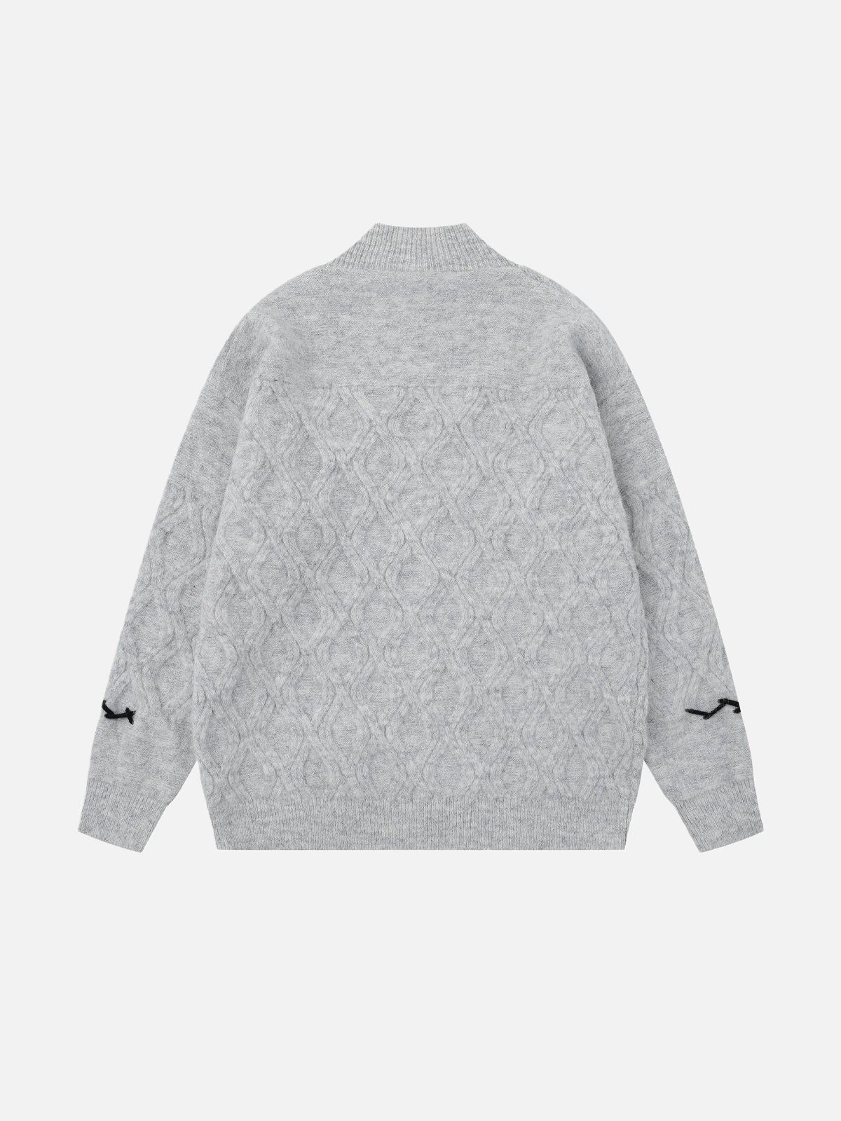 Haaura Contrast-Stitch Diamond Knit Cardigan
