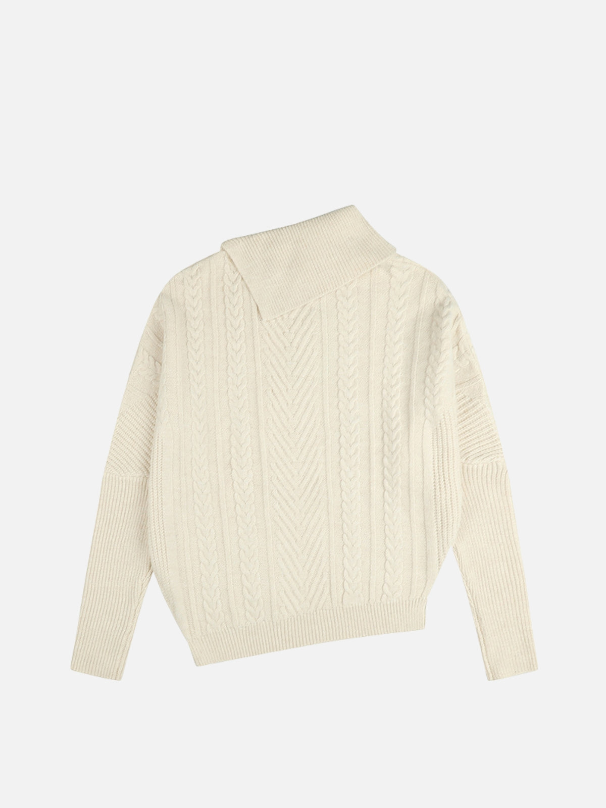 Haaura Asymmetrical Cable Knit Turtleneck Sweater