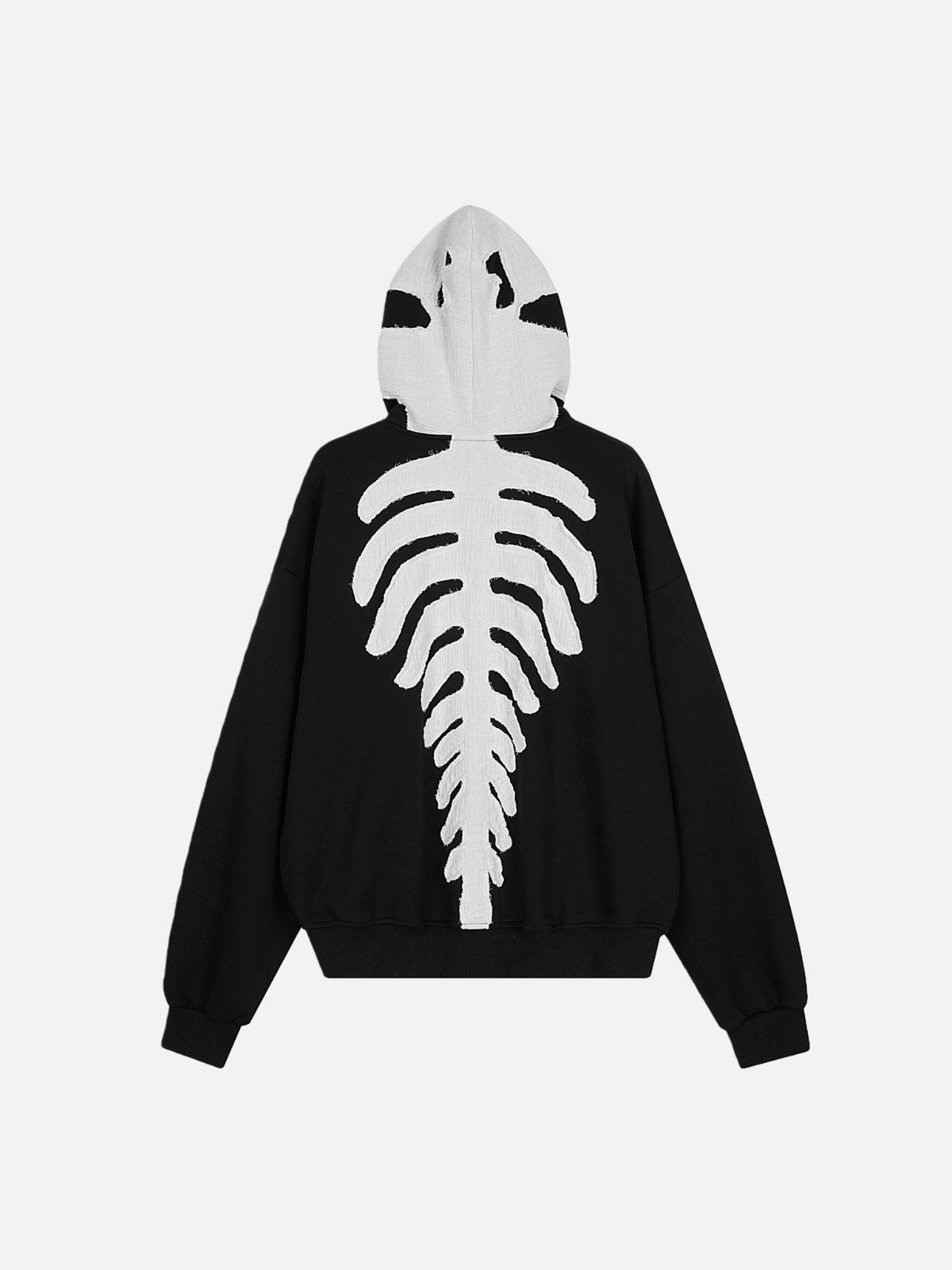 Haaura Boxy Skeleton Patch Zip Up Hoodie