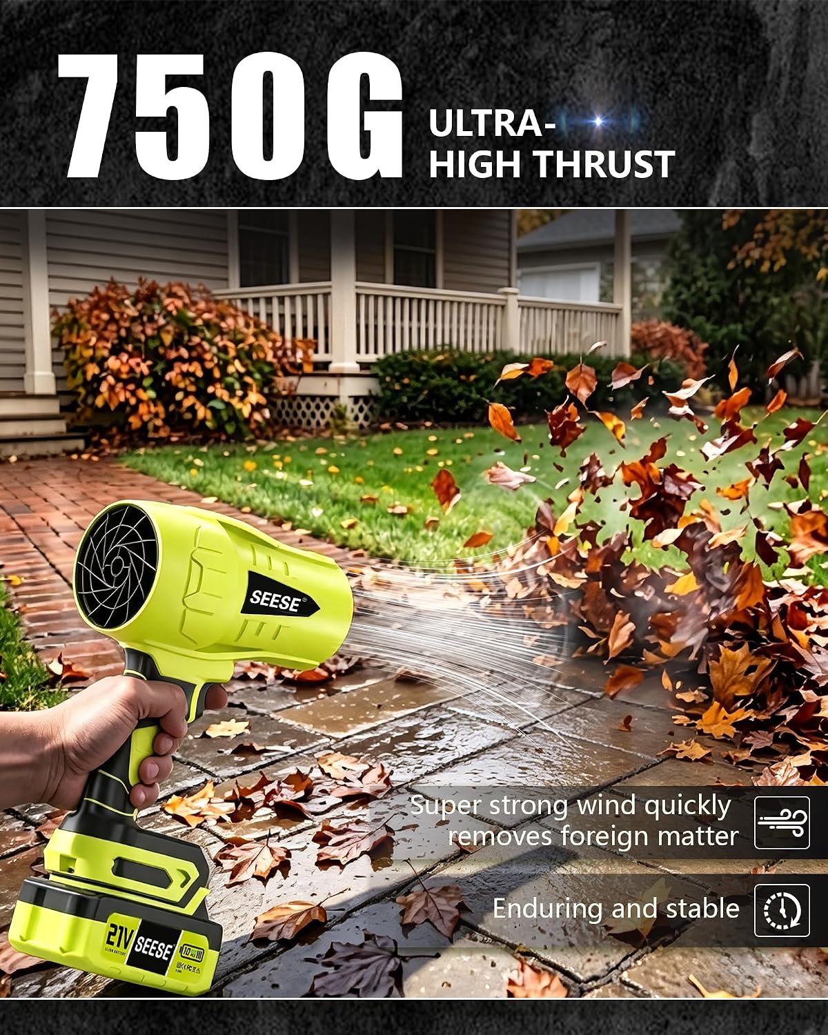 Cordless Turbo Jet Blower – 600 CFM, 150 MPH Handheld Leaf Blower with 21V 4.0Ah Battery, Lightweight Blower for Yard, Car, Garage & Workshop