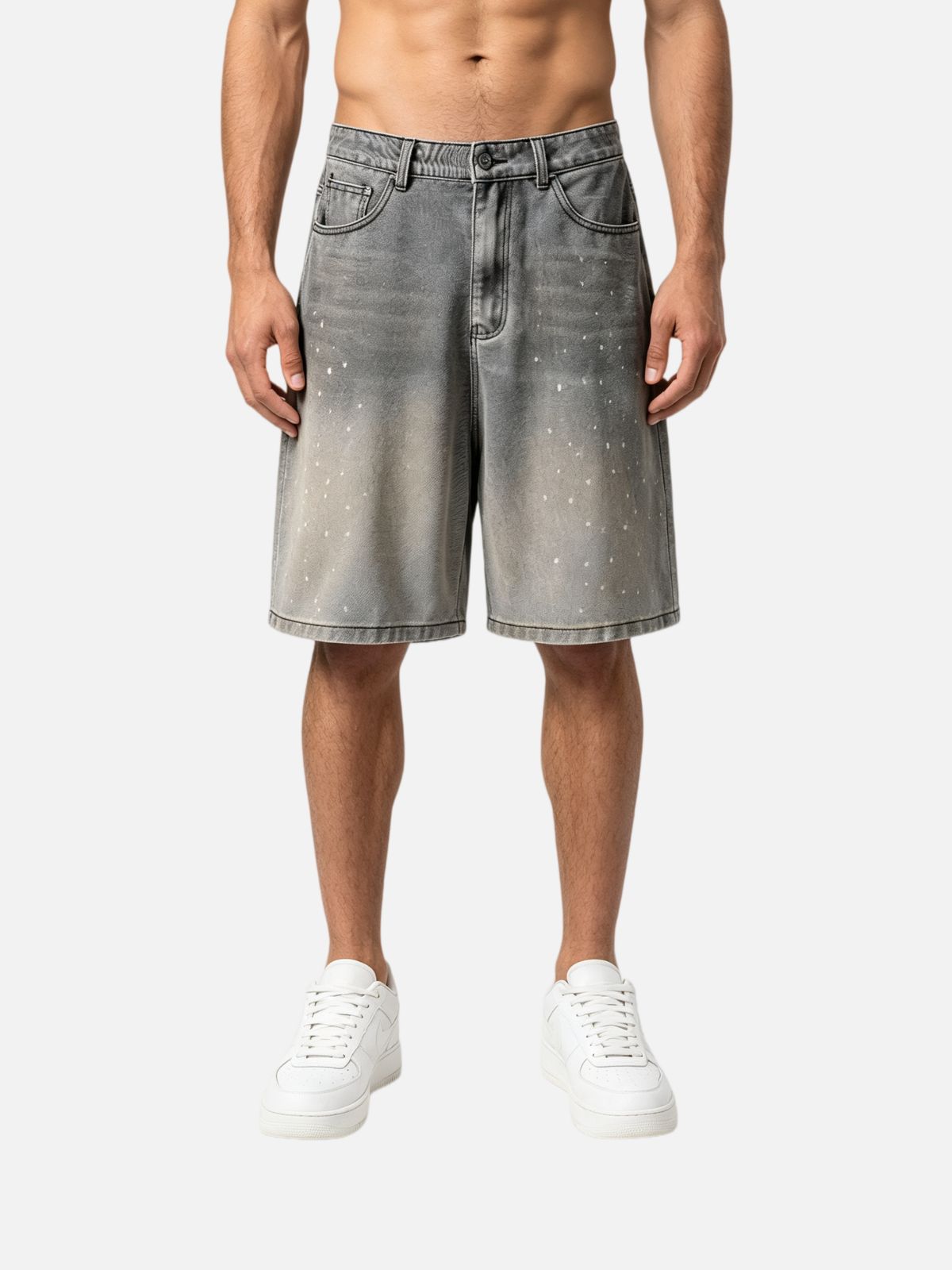 Haaura Paint Splatter Washed Baggy Jorts