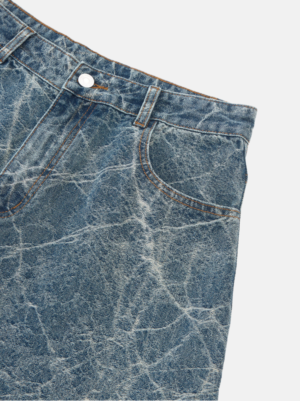 Haaura Crackle Wash Baggy Jeans