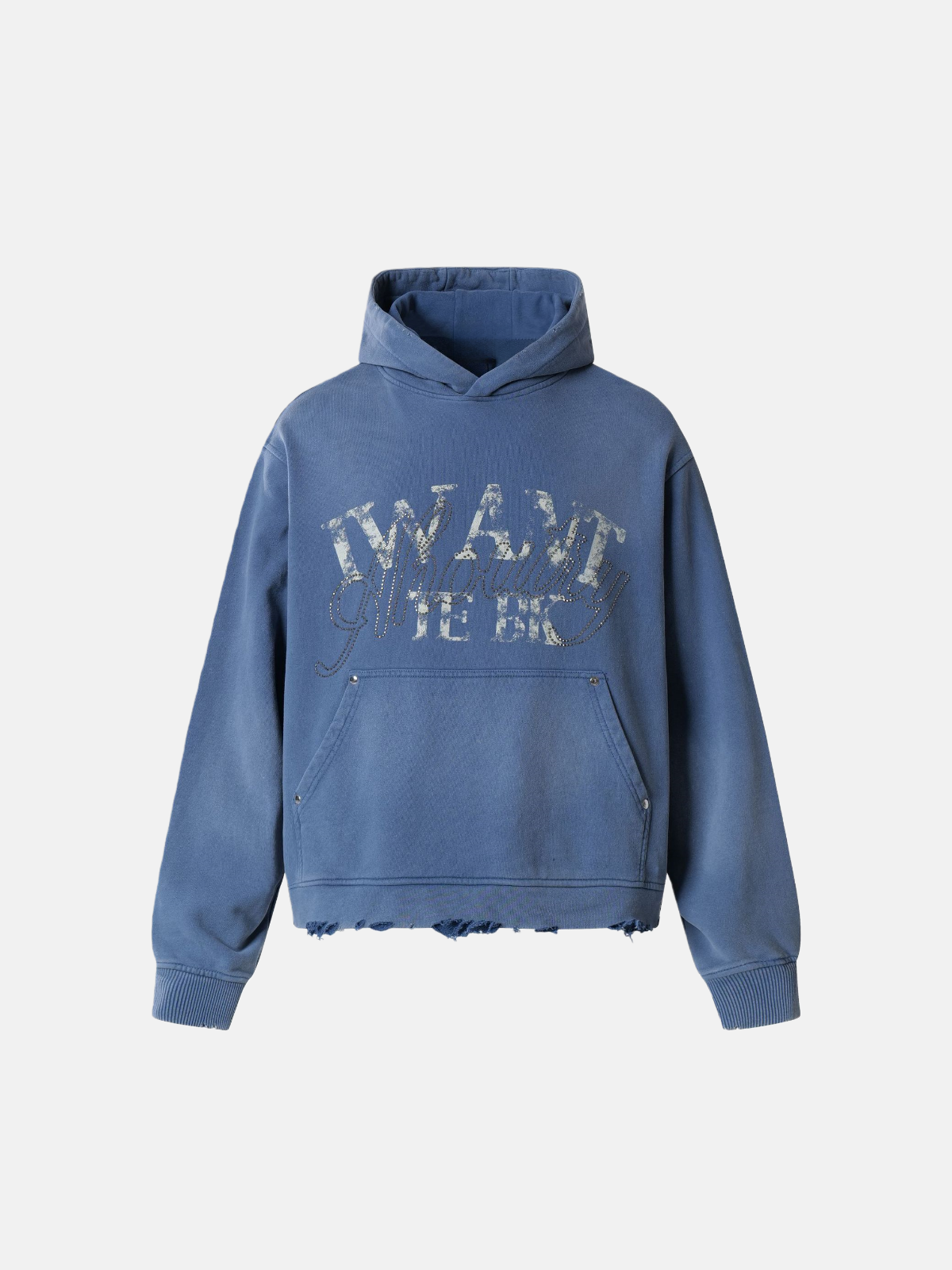 Haaura Rhinestone 77 Graphic Pullover Hoodie