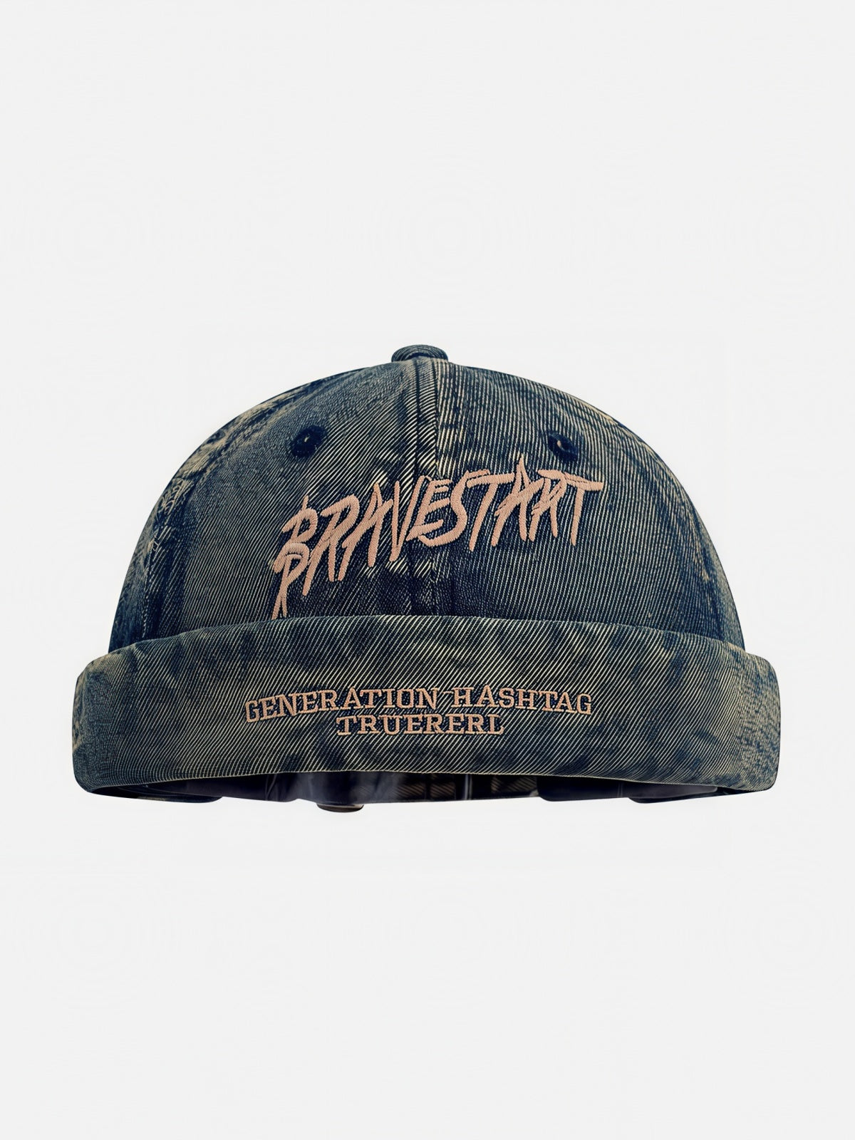 Washed Embroidered Brimless Cap
