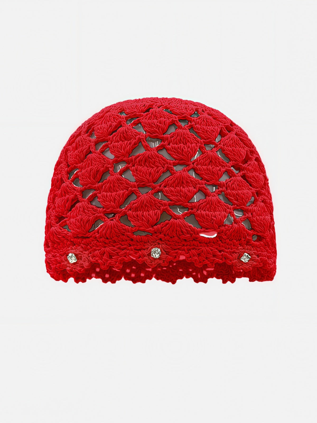 Openwork Crochet Beaded Skullcap