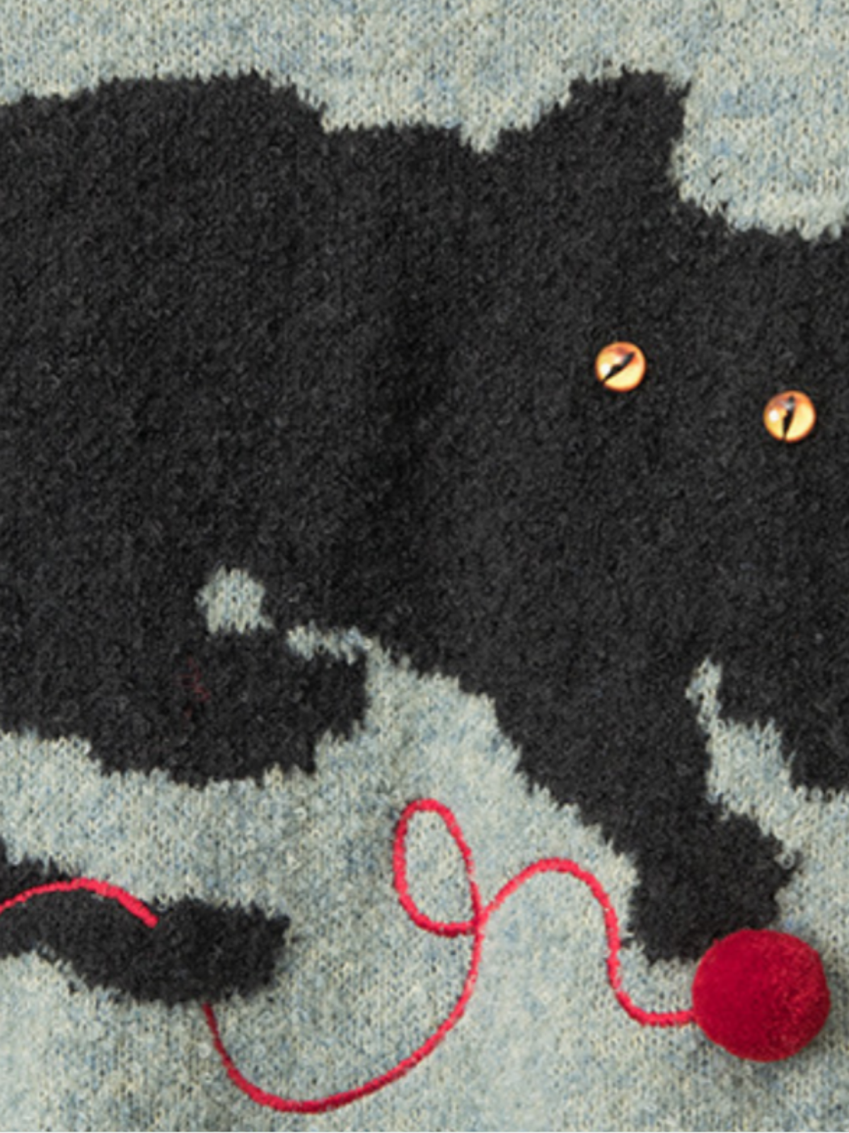 Haaura Embroidered Kitten Yarn Ball Knit Sweater