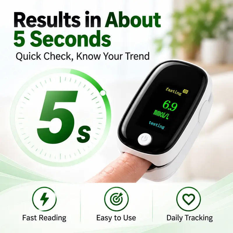 Portable Fingerstick Blood Glucose Meter with Clear OLED Display, Easy One-Button Operation for Home Use