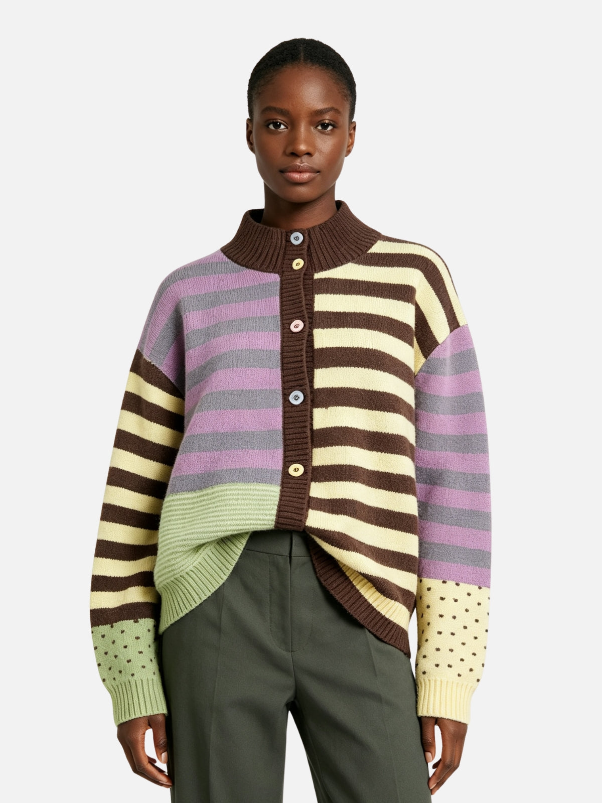 Haaura Colorblock Striped Cardigan