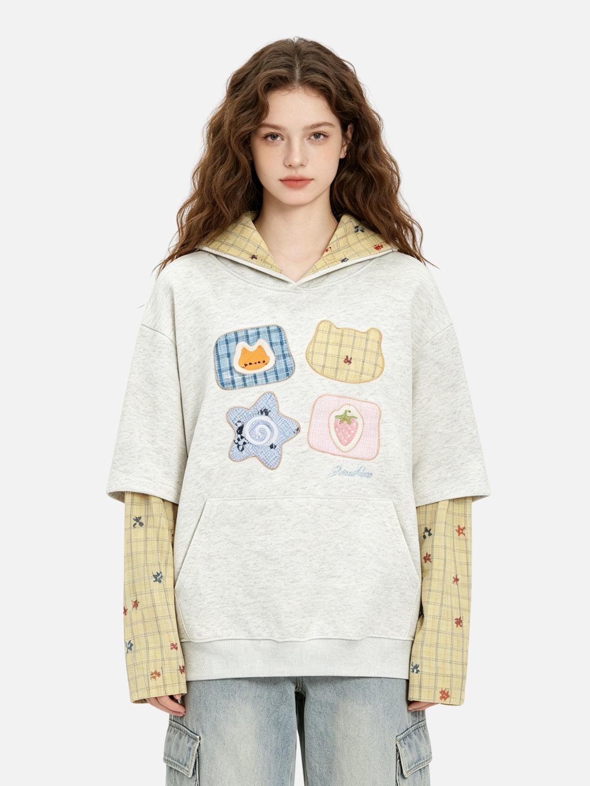 Haaura Patchwork Layered Hoodie