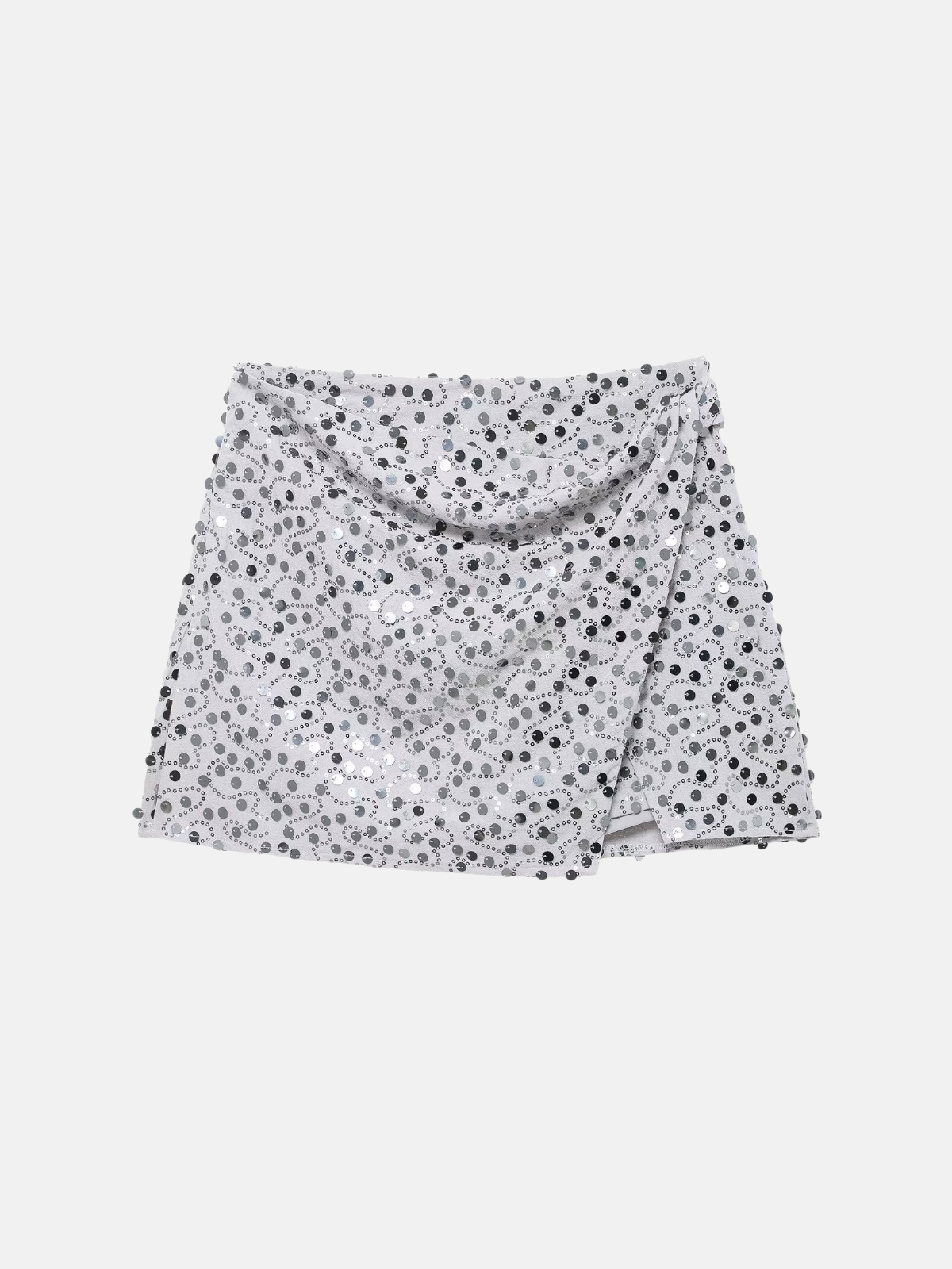 Haaura Asymmetric Sequin Knot Waist Mini Skirt