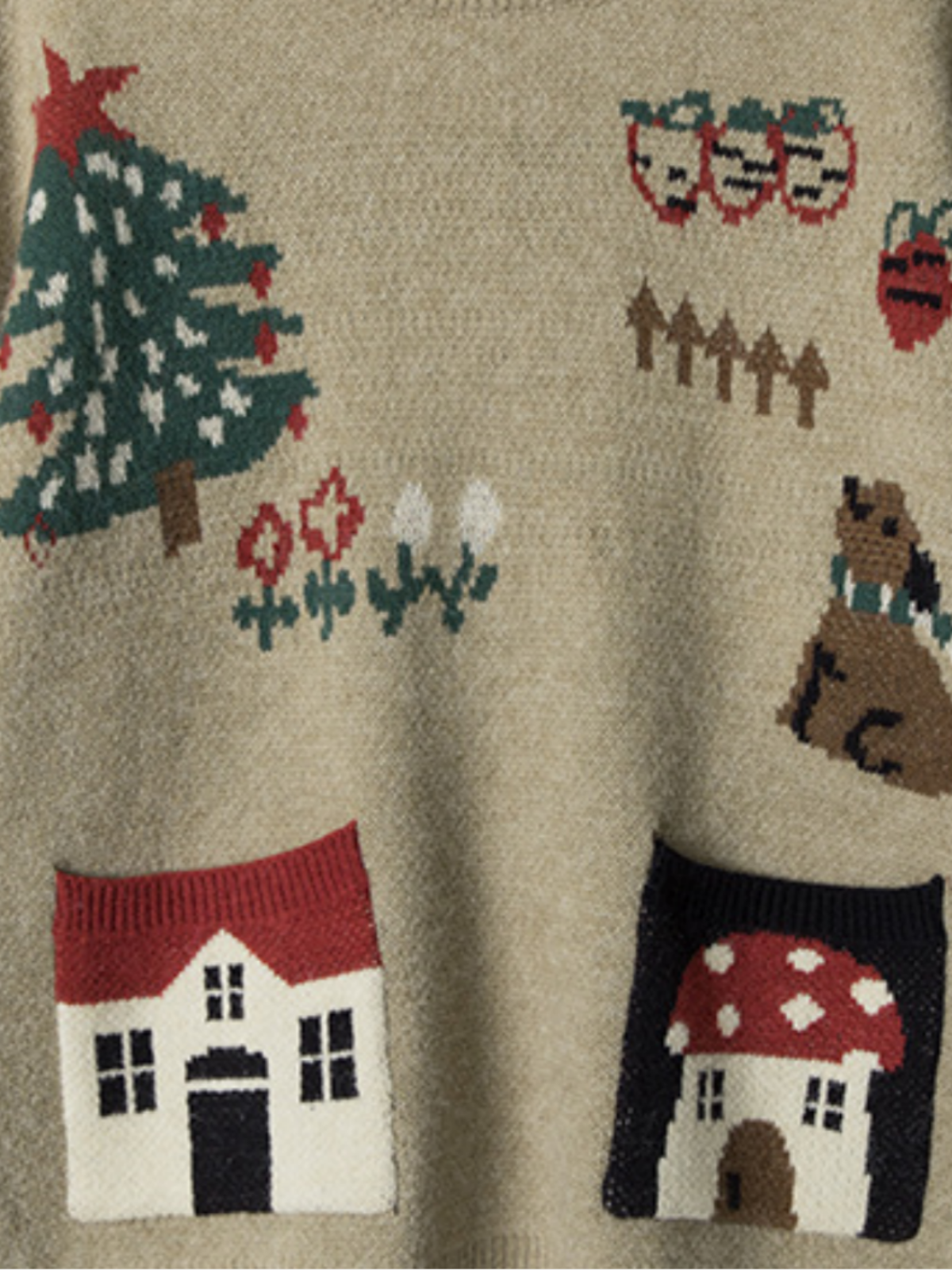 Haaura Fairytale Village Embroidered Crewneck Sweater