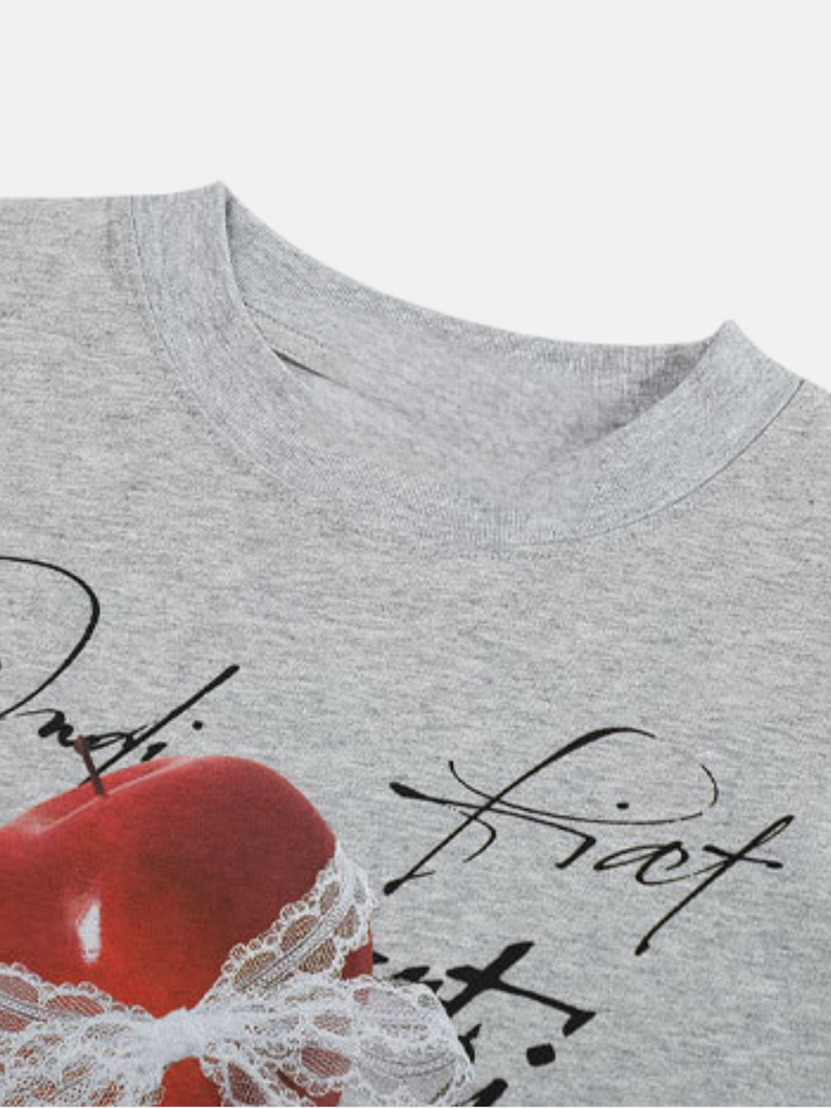 Haaura Apple Lace Bow Art & Life Text Print Tee