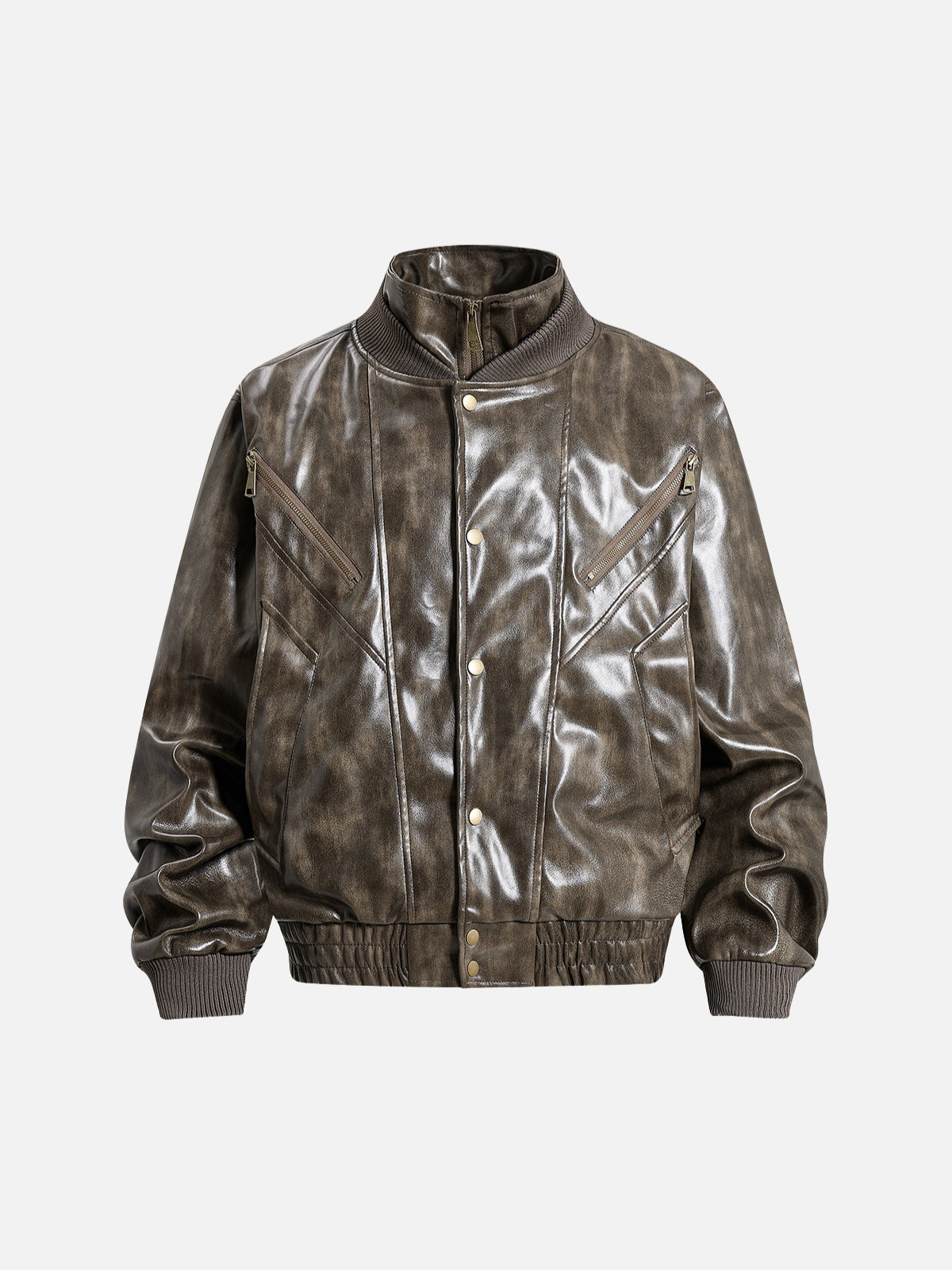 Haaura Distressed Zip Pocket Bomber Jacket