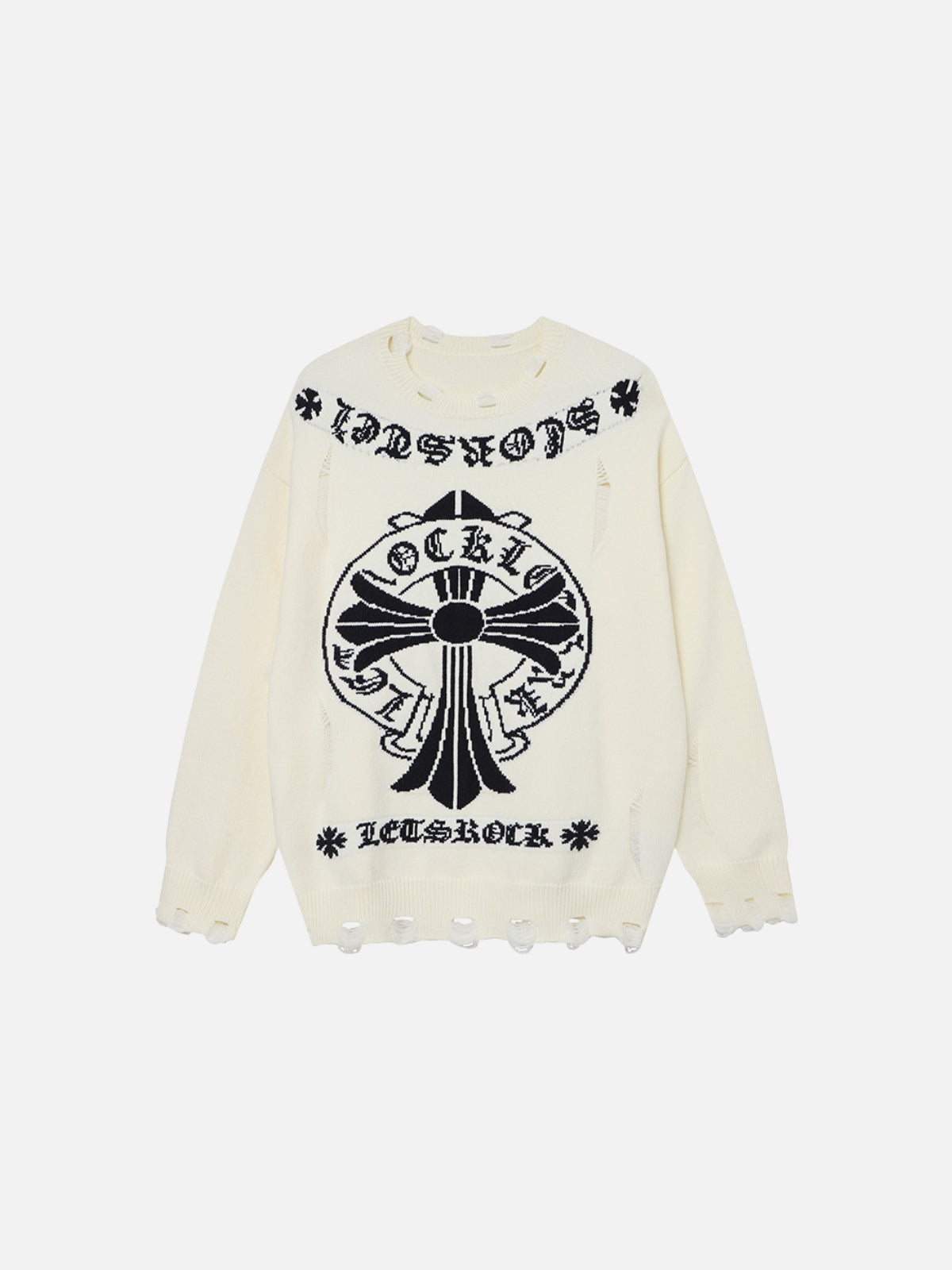 Haaura Distressed Cross Graphic Sweater