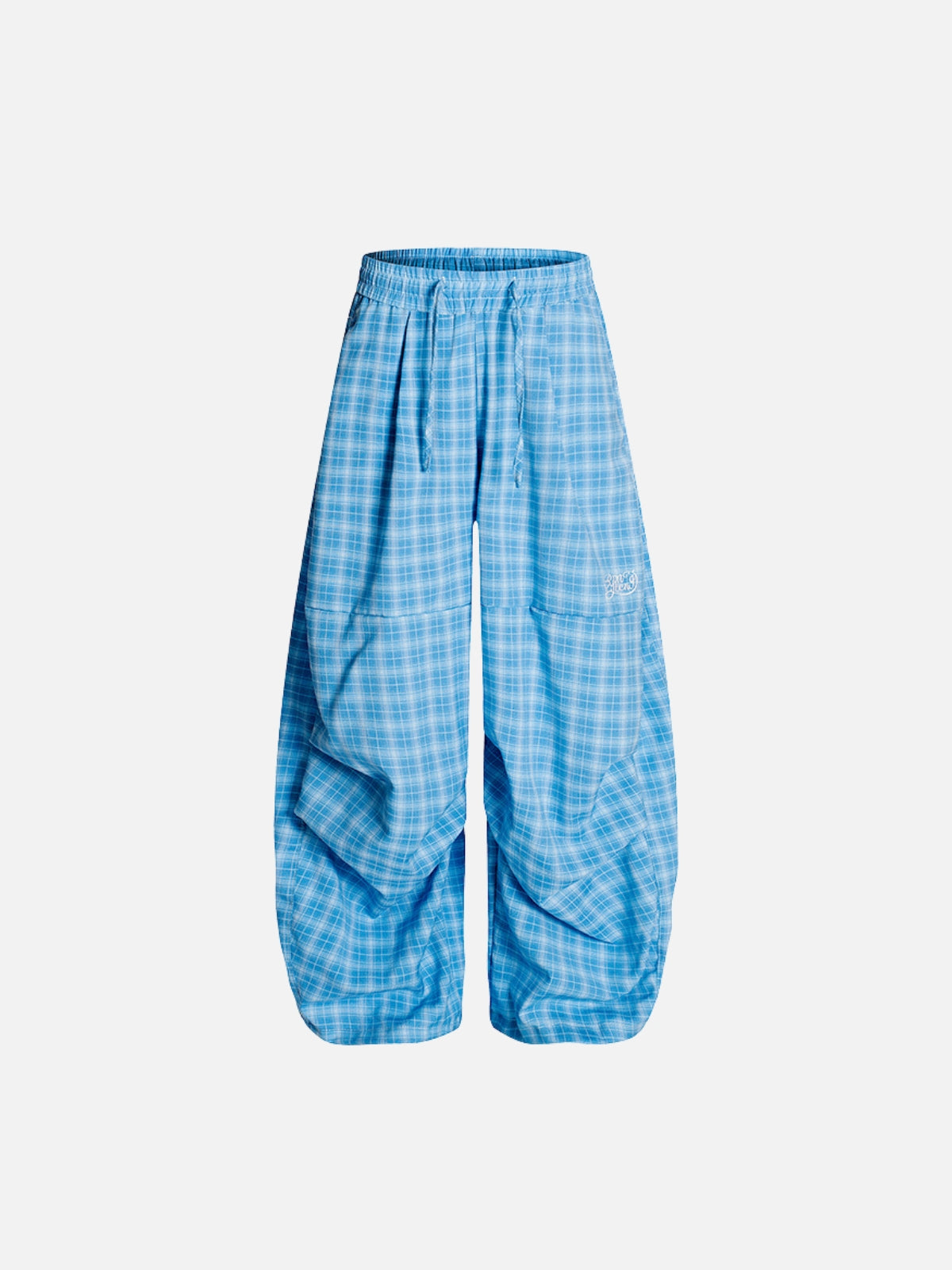 Haaura Drawstring Plaid Baggy Pants