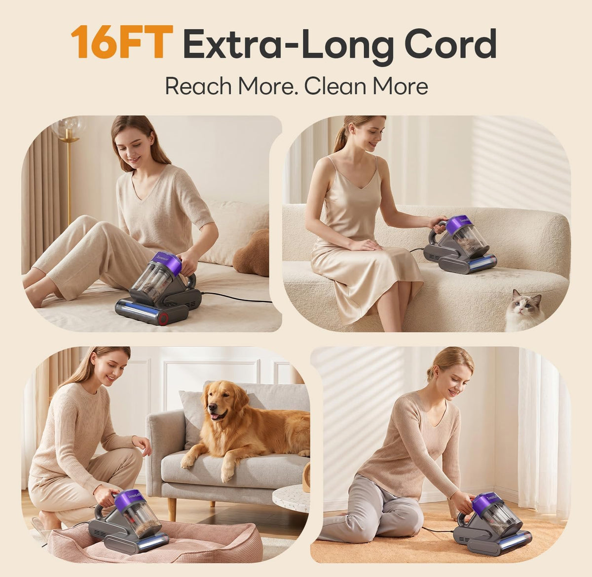 Mattress Vacuum Cleaner, 18000Pa Bed Vacuum with 275nm UV-C Light, 140°F Heated Air, Ultrasonic Technology & HEPA Filtration for Beds, Sofas, Upholstery and Pet Beds
