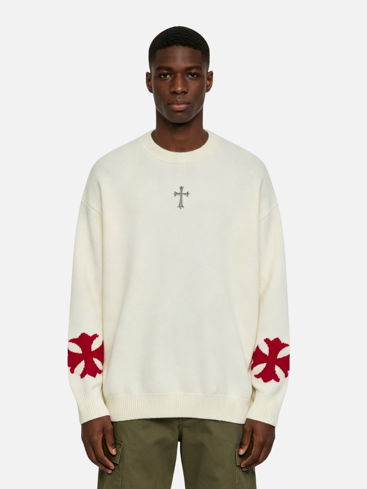 Haaura Sleeve Cross Graphic Sweater