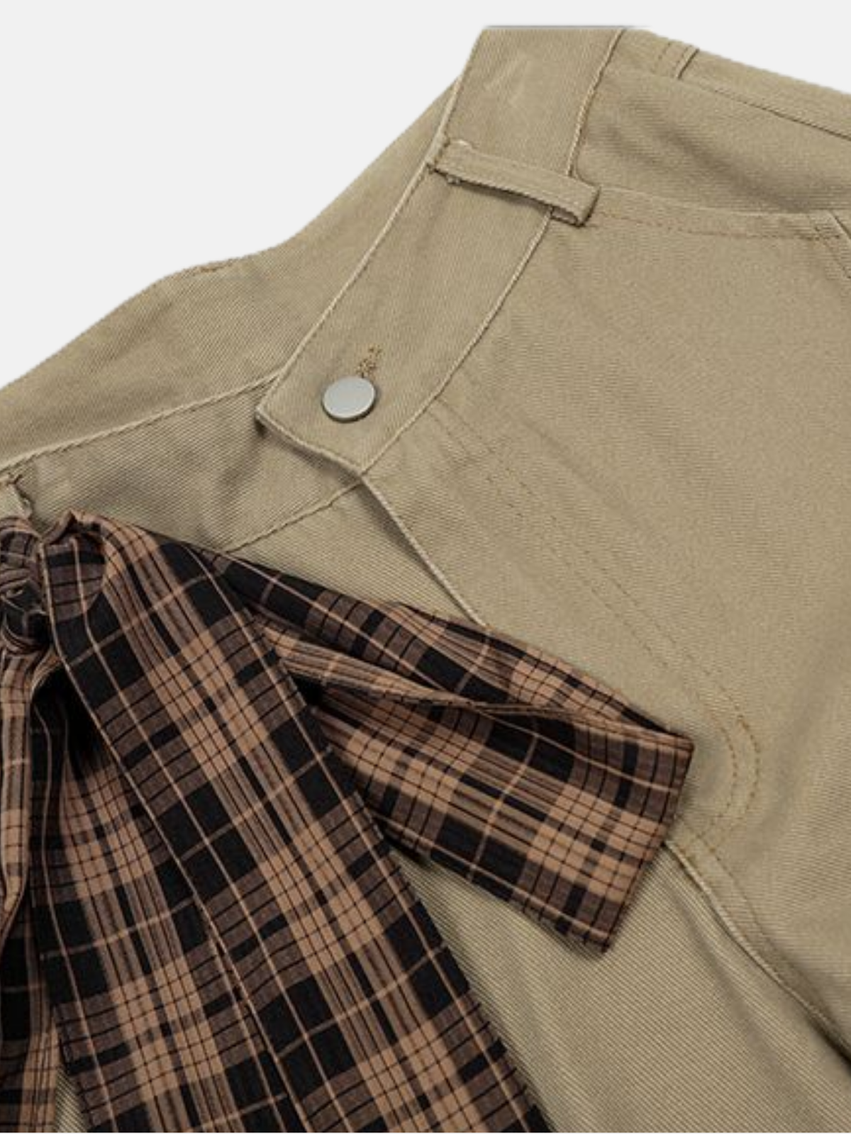 Haaura Plaid Sash Wide-Leg Pants