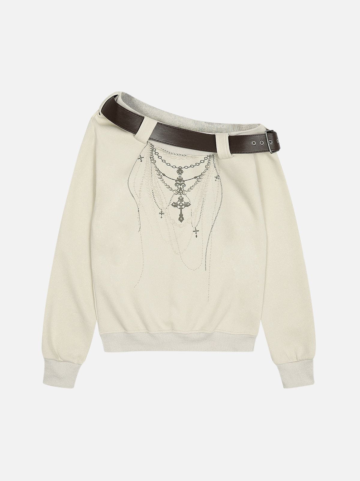Haaura Belt Off Shoulder Sweatshirt