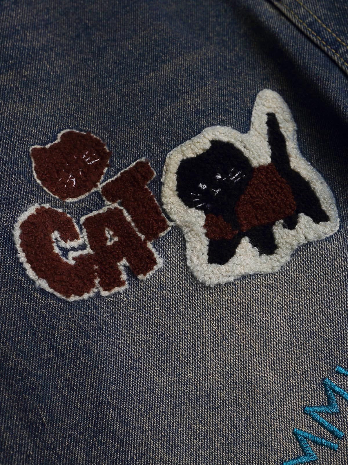 Haaura Animal Applique Embroidery Barrel Jeans